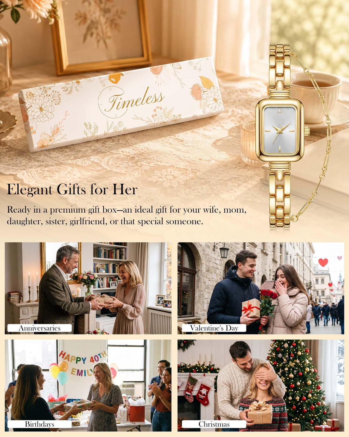 CIVO Dainty Womens Gold Watches Stacking Bracelet Watch - CIVO Official Imagery - 7