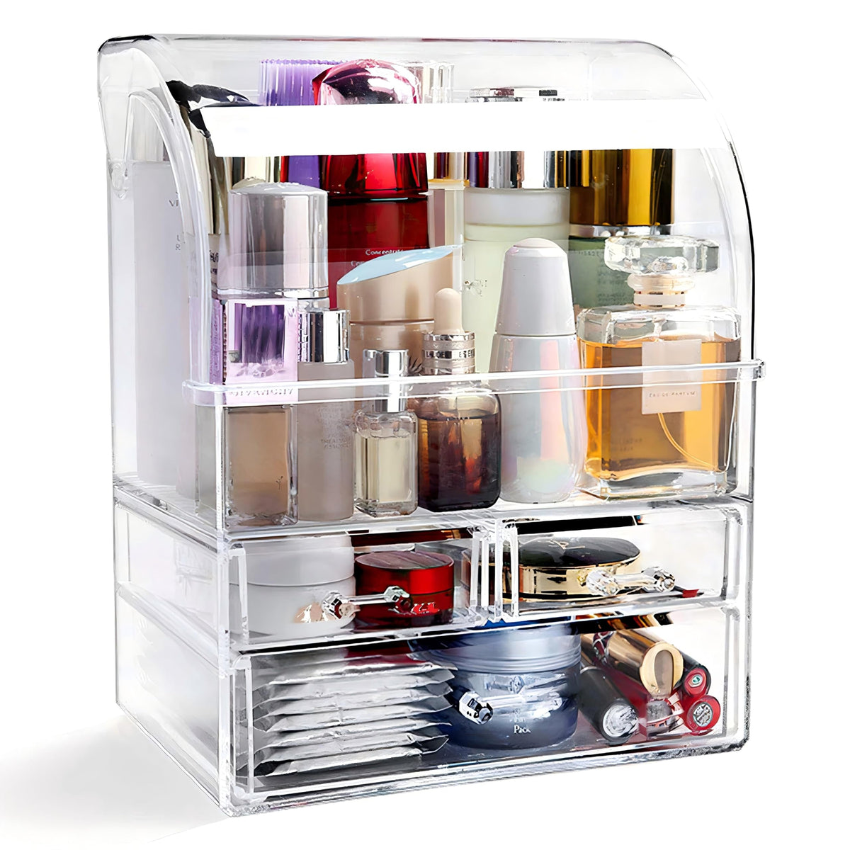 Clear Large Acrylic Makeup Organizer With Lid Cosmetic - UShioart Official Imagery - 1