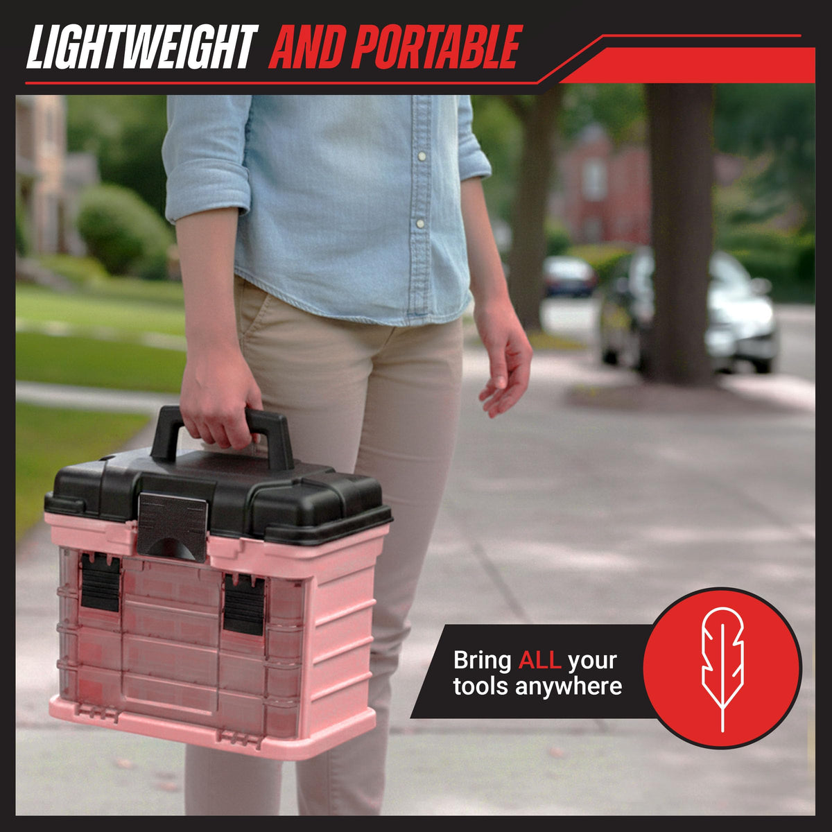Stalwart Portable Tool Box for Women or Men Pink 10 x 7 x 10 - Stalwart Official Imagery - 6
