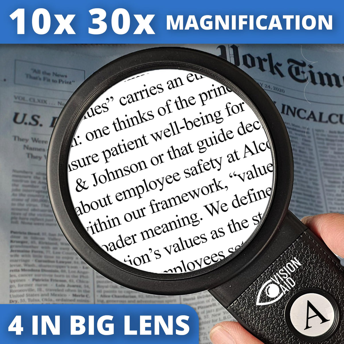 30X 10X Hands Free Magnifying Glass with Stand USB - Vision Aid Official Imagery - 3