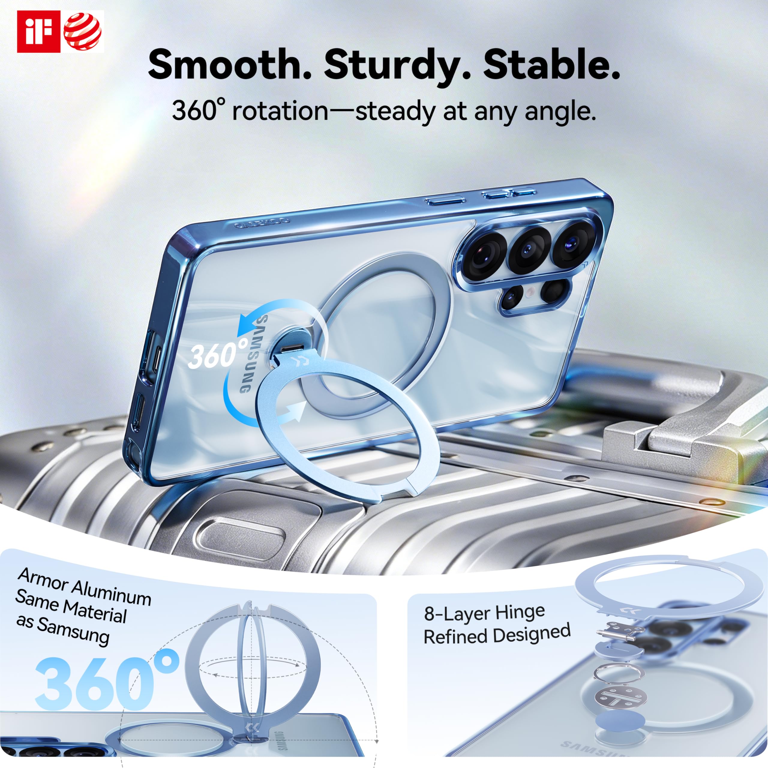 CASEKOO Glossy Blue 26U Case with 360 Spin Magnetic Stand - CASEKOO Official Imagery - 5