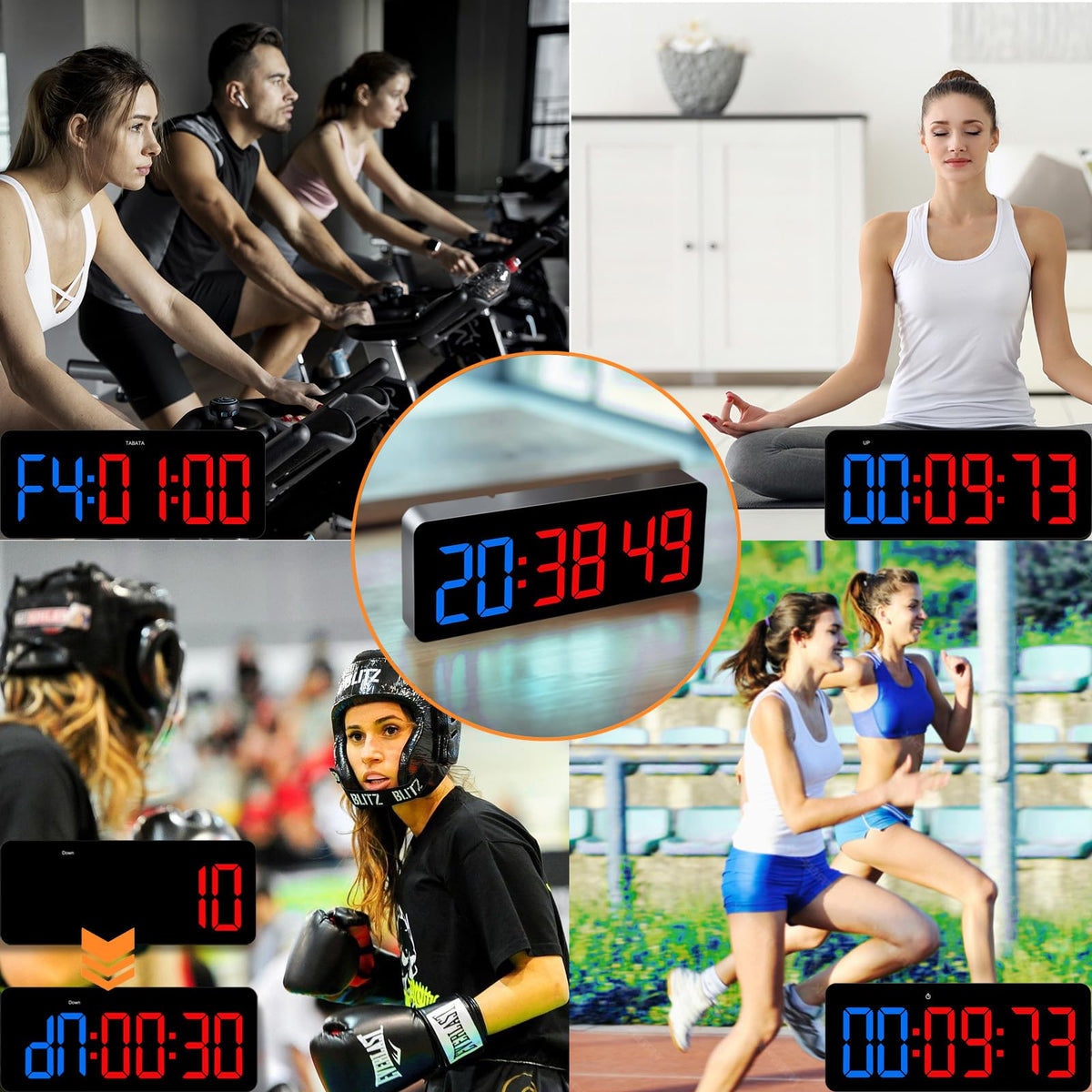 2 in 1 Digital Clock Gym Timer for Tabata FGB EMOM Interval - QINYUNE Official Imagery - 8