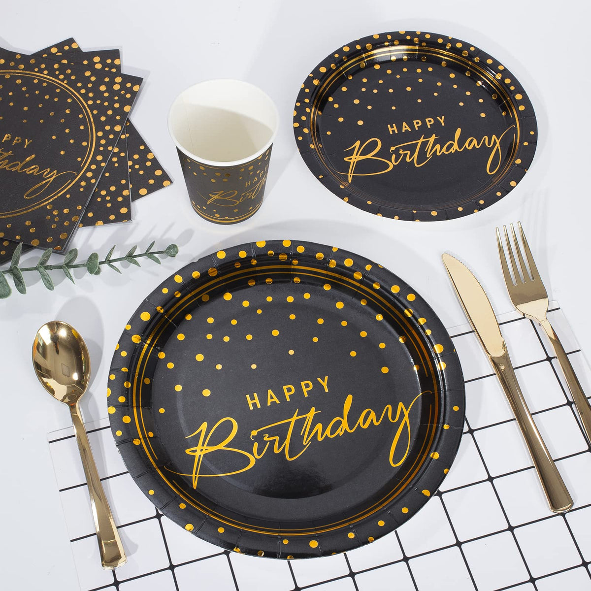 175PCS Happy Birthday Disposable Dinnerware Set Party - Tyzarglef Official Imagery - 7
