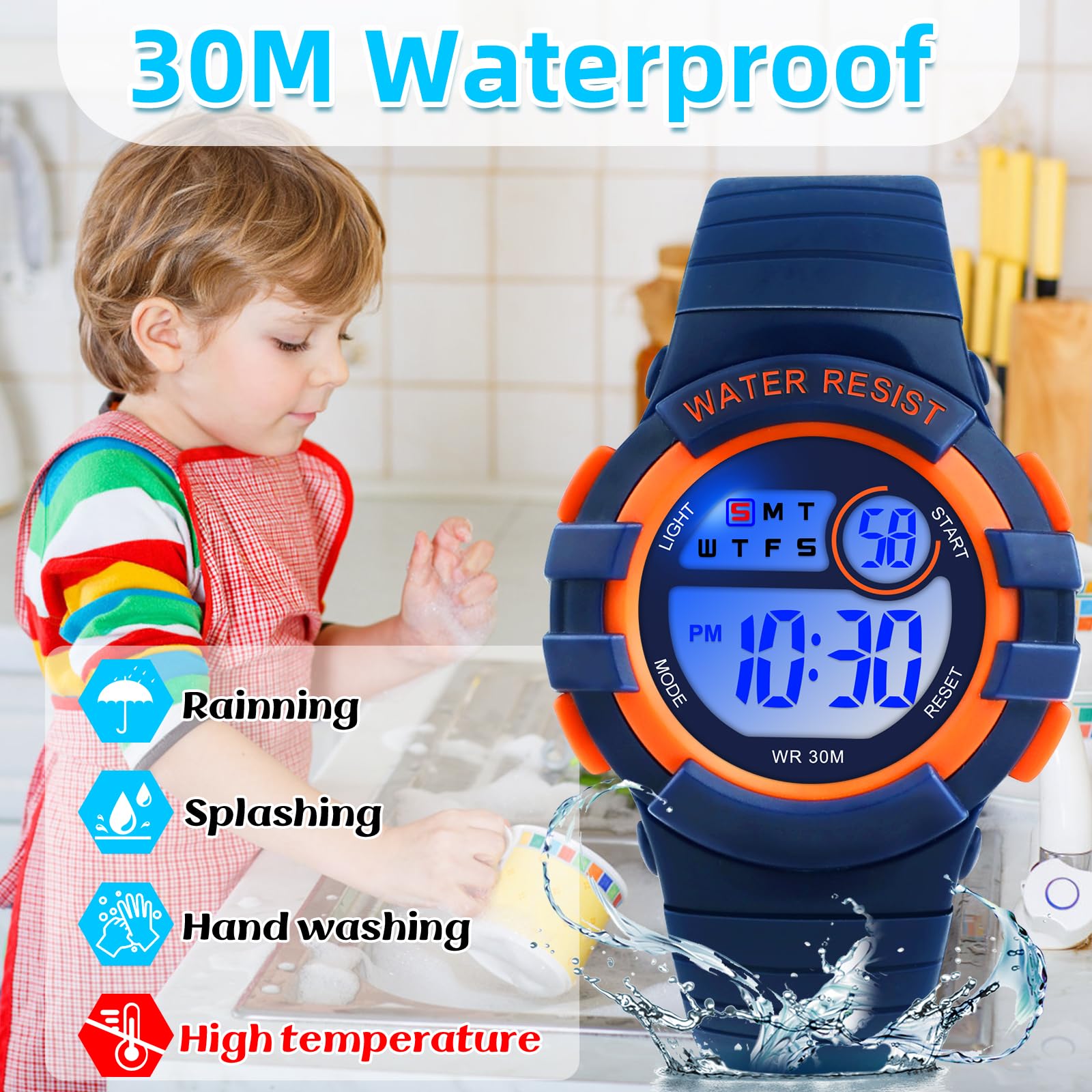 DTKID Digital Kids Watch 30 M Waterproof for Girls Boys 5-16 - View 3