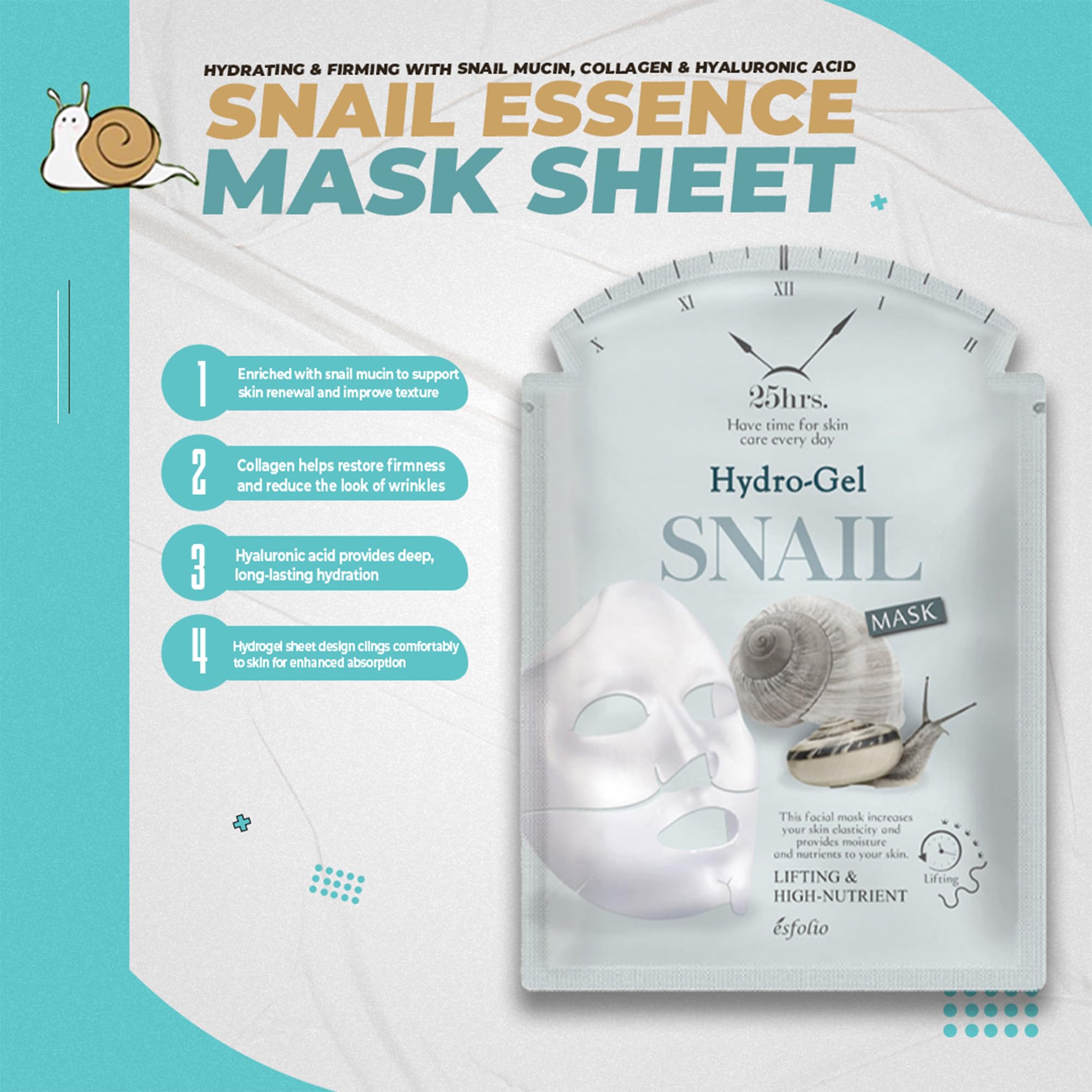esfolio Snail Hydrogel Face Mask – Hydrating, Repairing &amp; - esfolio