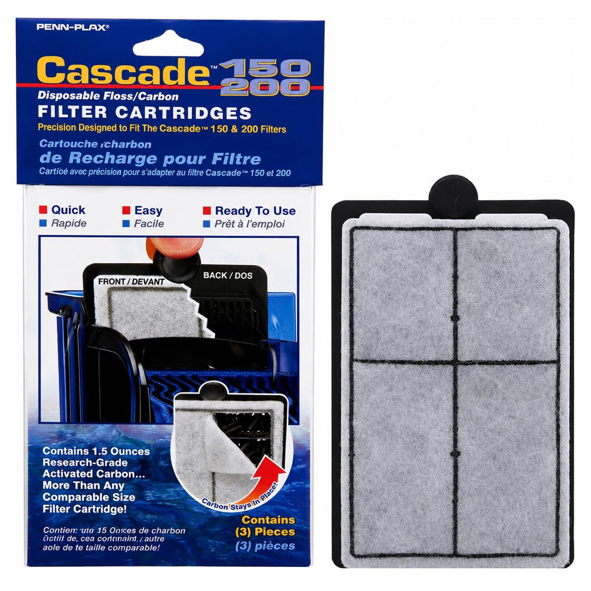 Penn Plax Cascade 300 GPH Hang On Filter Replacement Media 3 - Penn-Plax Official Imagery - 1