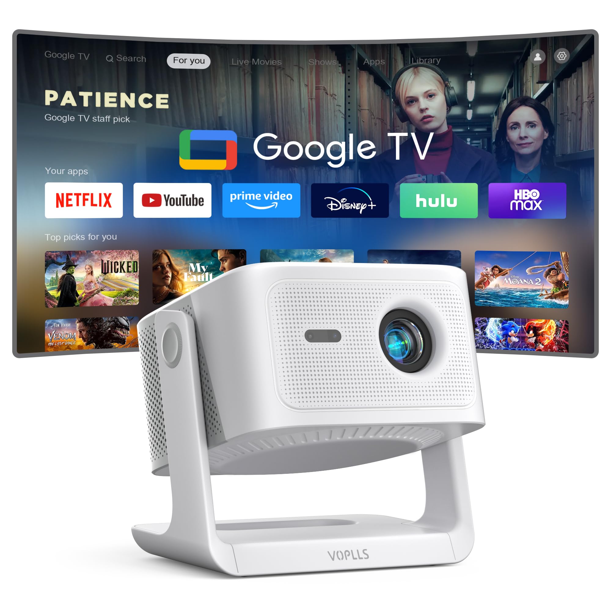 【Official Licensed Google TV】4K Smart Projector with WiFi and Blu - VOPLLS Official Product View 1