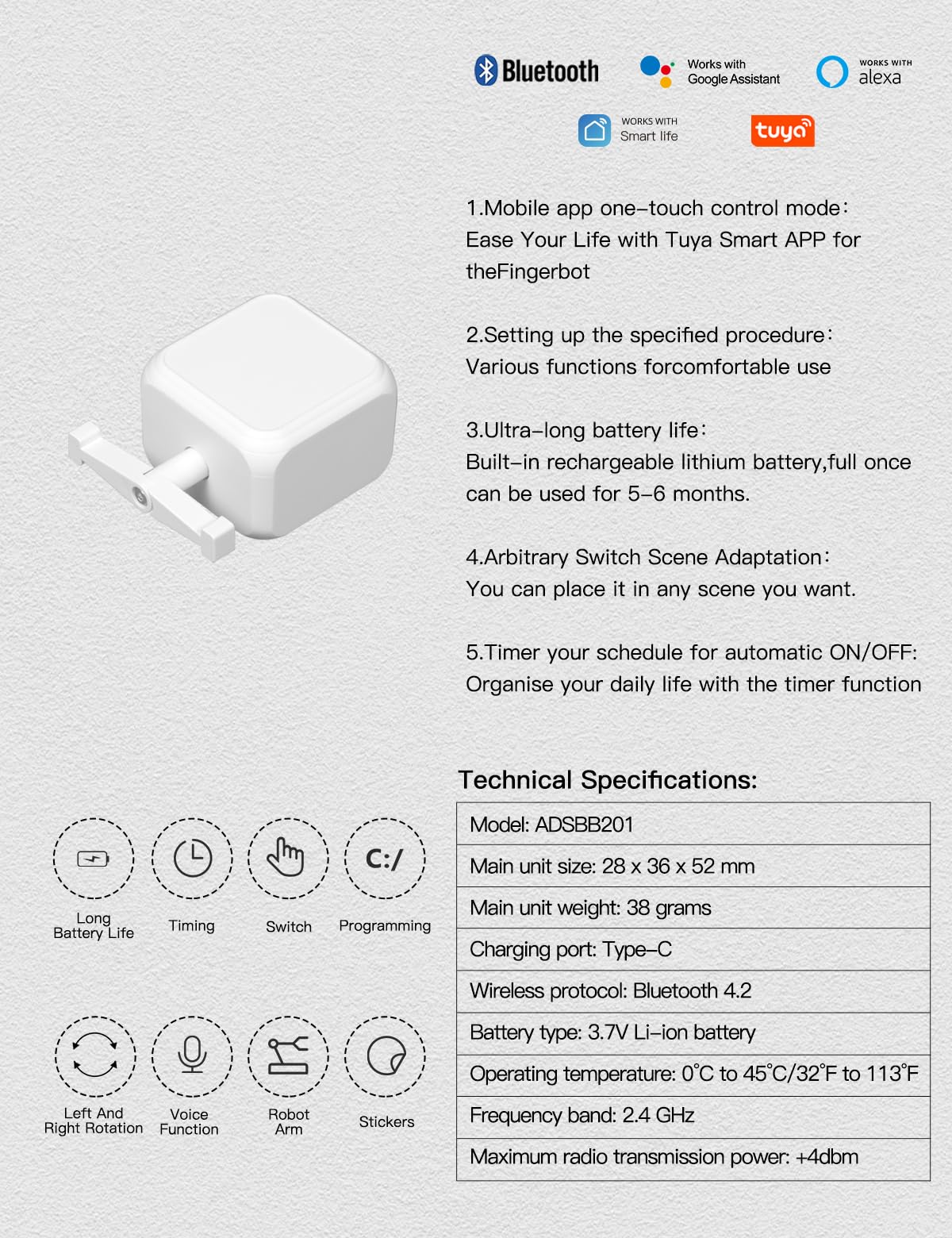 MOES Rock Switch Fingerbot Gen 3 Smart Button Pusher Timer - MOES Official Imagery - 7