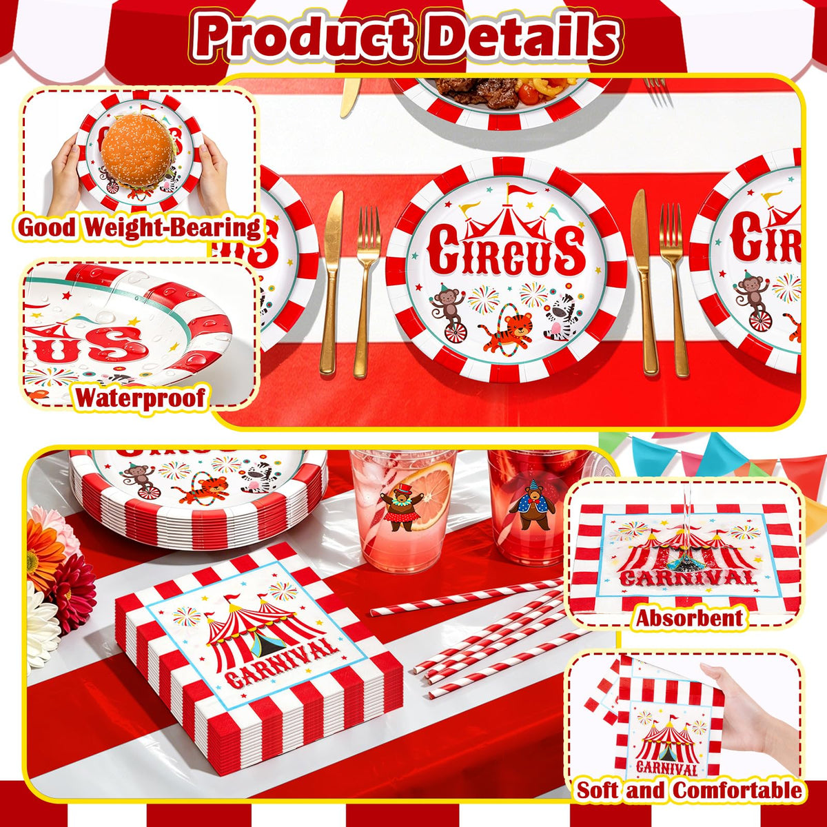 Circus Carnival Party Tableware and 16oz Disposable Cups - TgtherVibe Official Imagery - 6