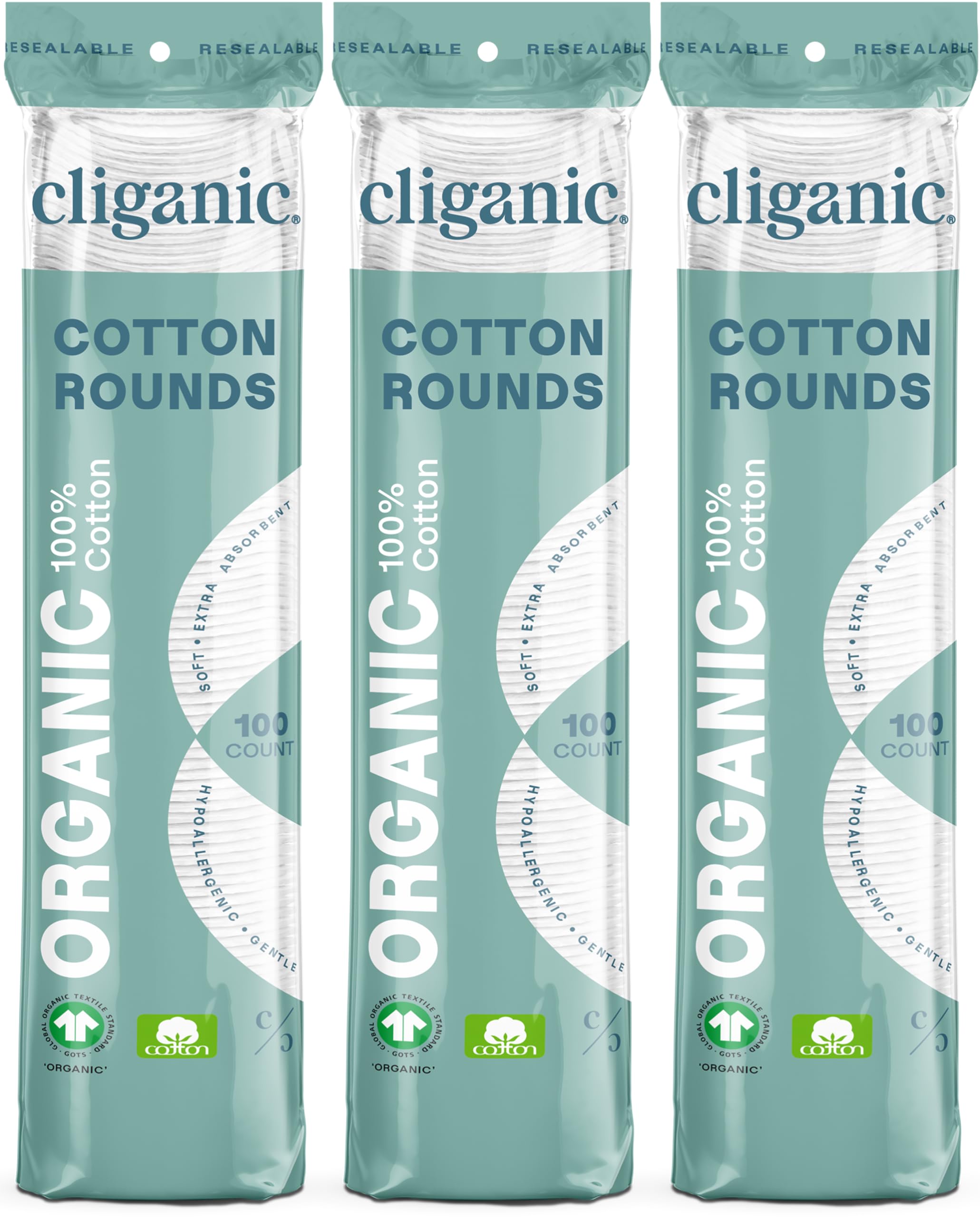 Cliganic Organic Cotton Rounds for Face Makeup Remover Pads - Cliganic Official Product Imagery - 2