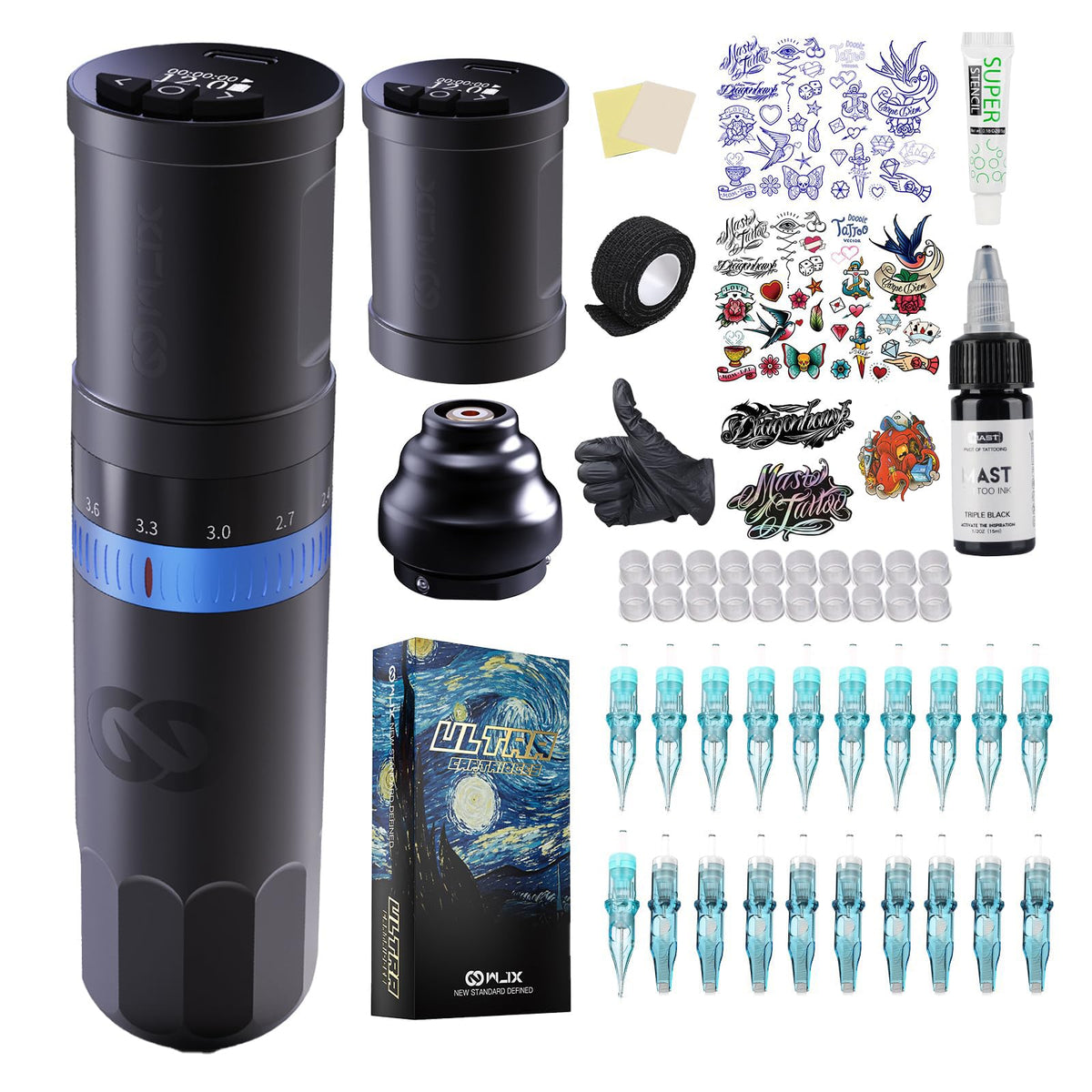 WJX W3 Wireless Tattoo Gun Kit 2 4 4 2mm Adjustable Stroke - WJX Official Imagery - 2