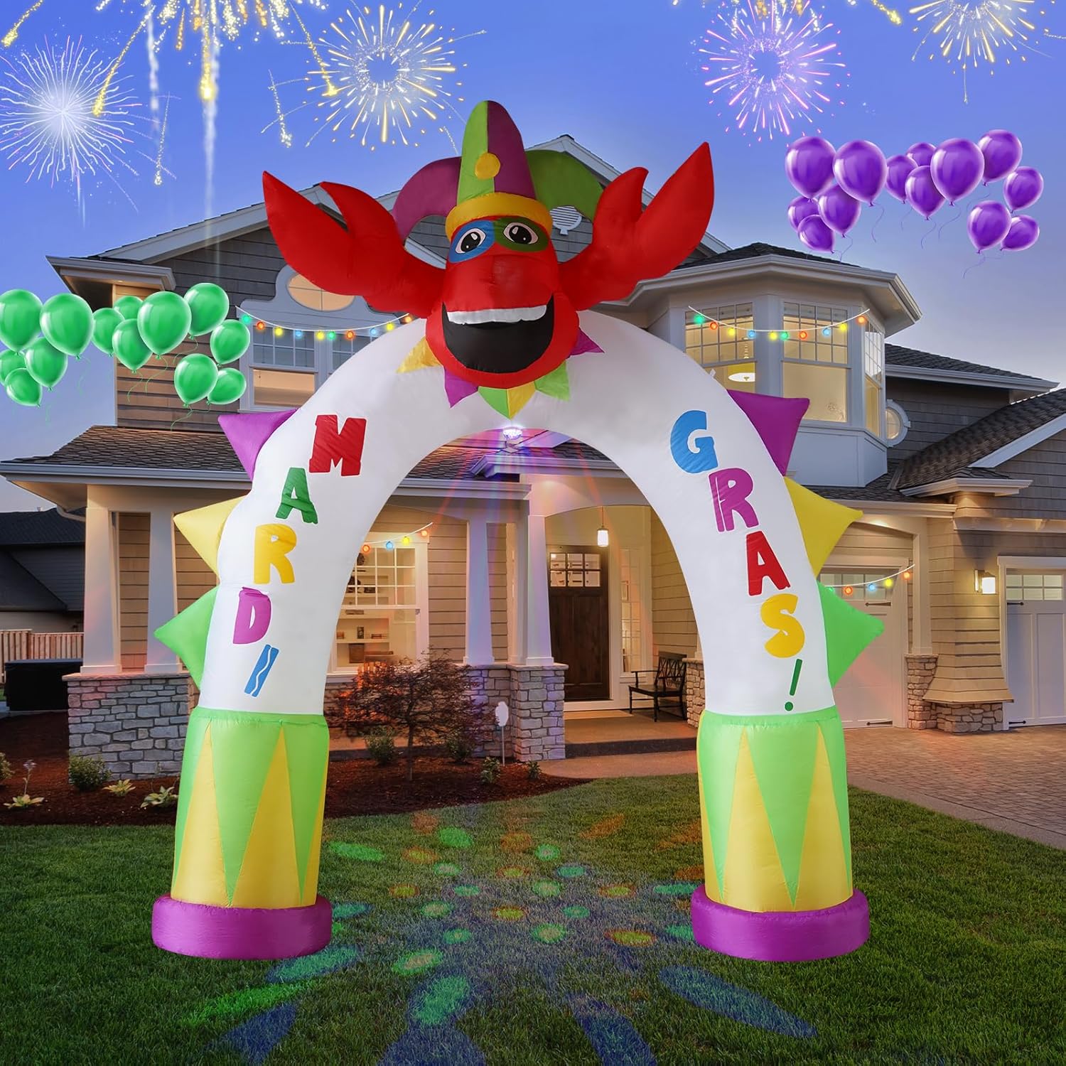 Large 5-foot clown inflatable decoration for Mardi Gras by SHDEJTG, featuring vibrant colors and detailed clown design.