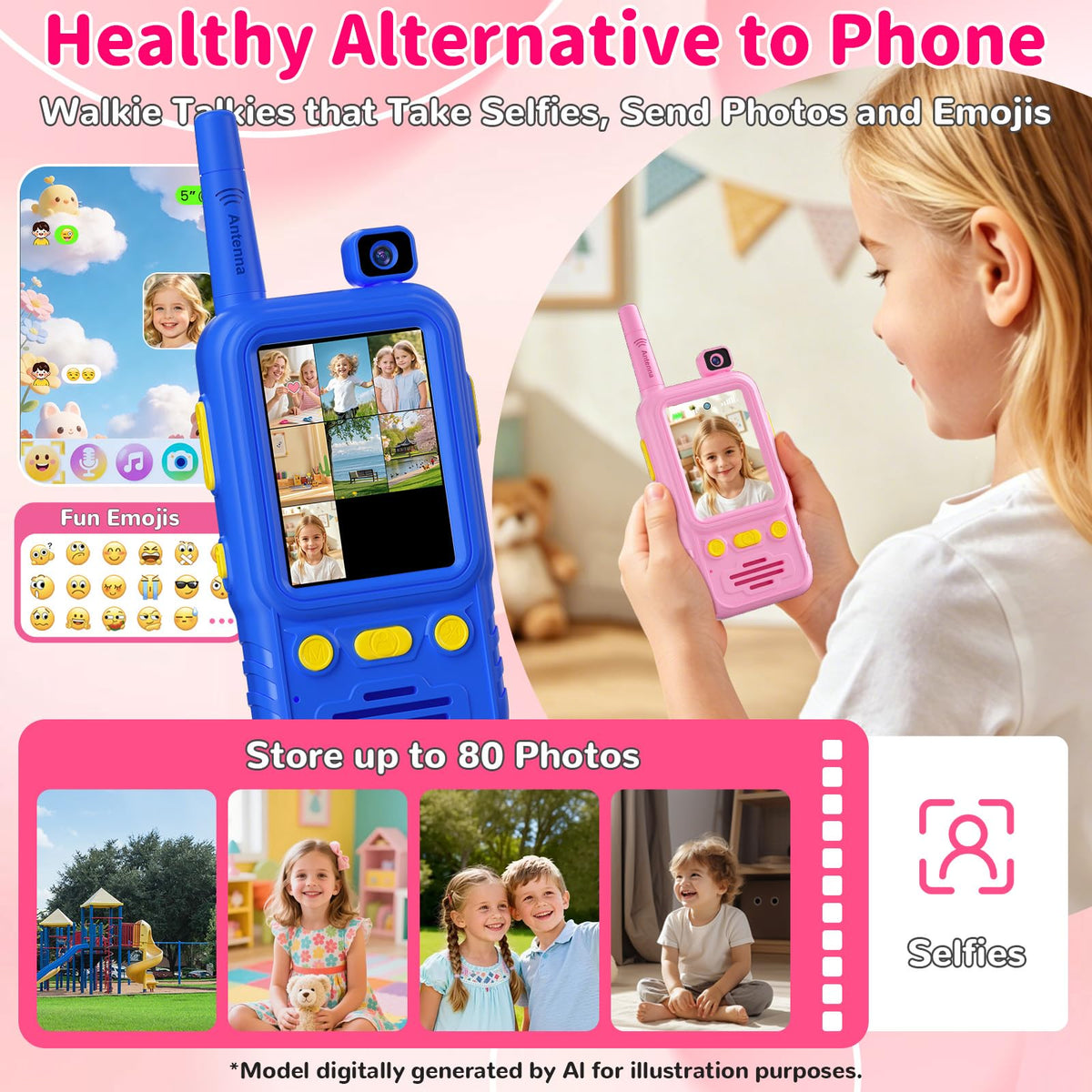 Video Walkie Talkies for Kids with 180 Rotating Camera - Jollyocean Official Imagery - 7