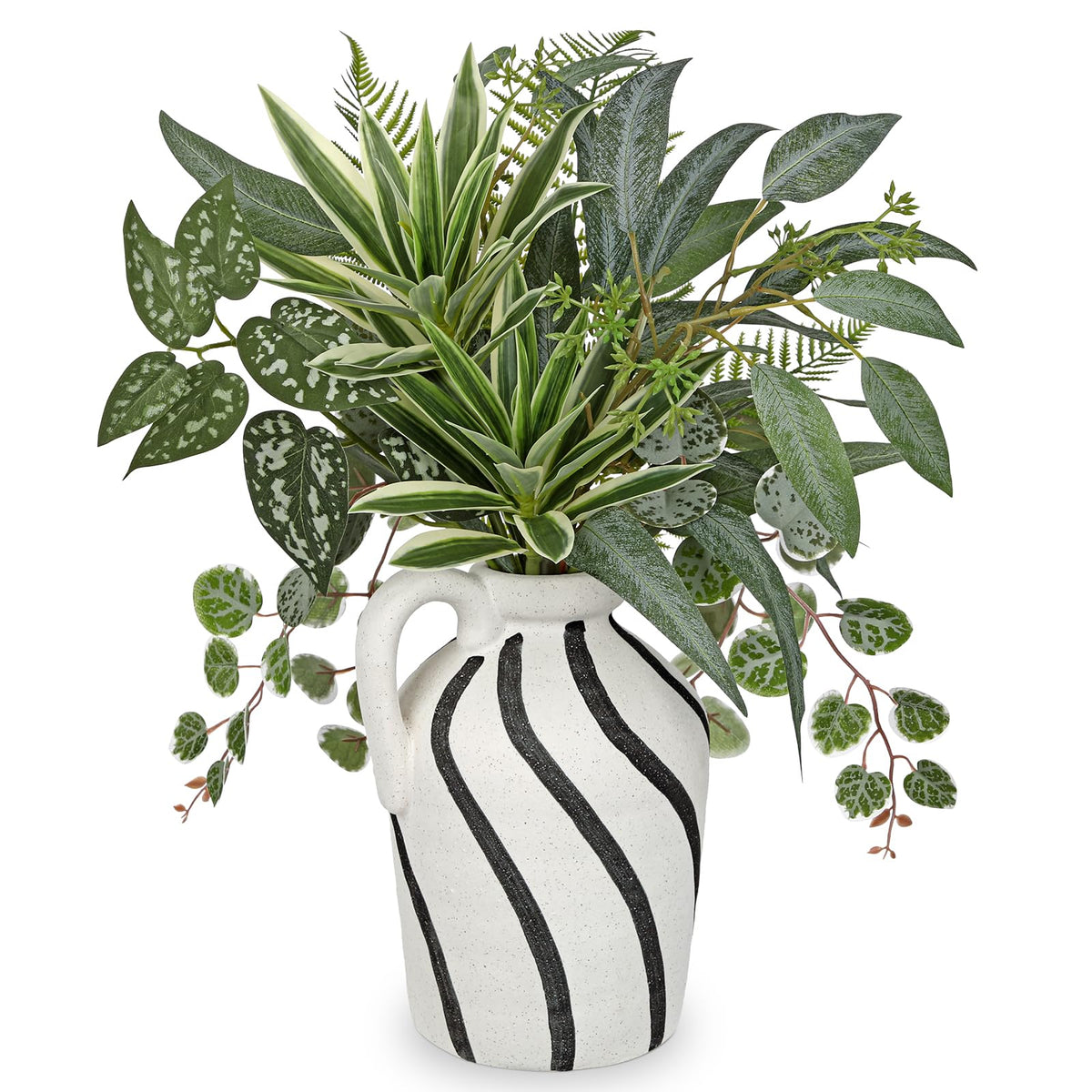 Artificial Greenery Arrangement with Cement Vase Fake Potted - DILATATA Official Imagery - 1
