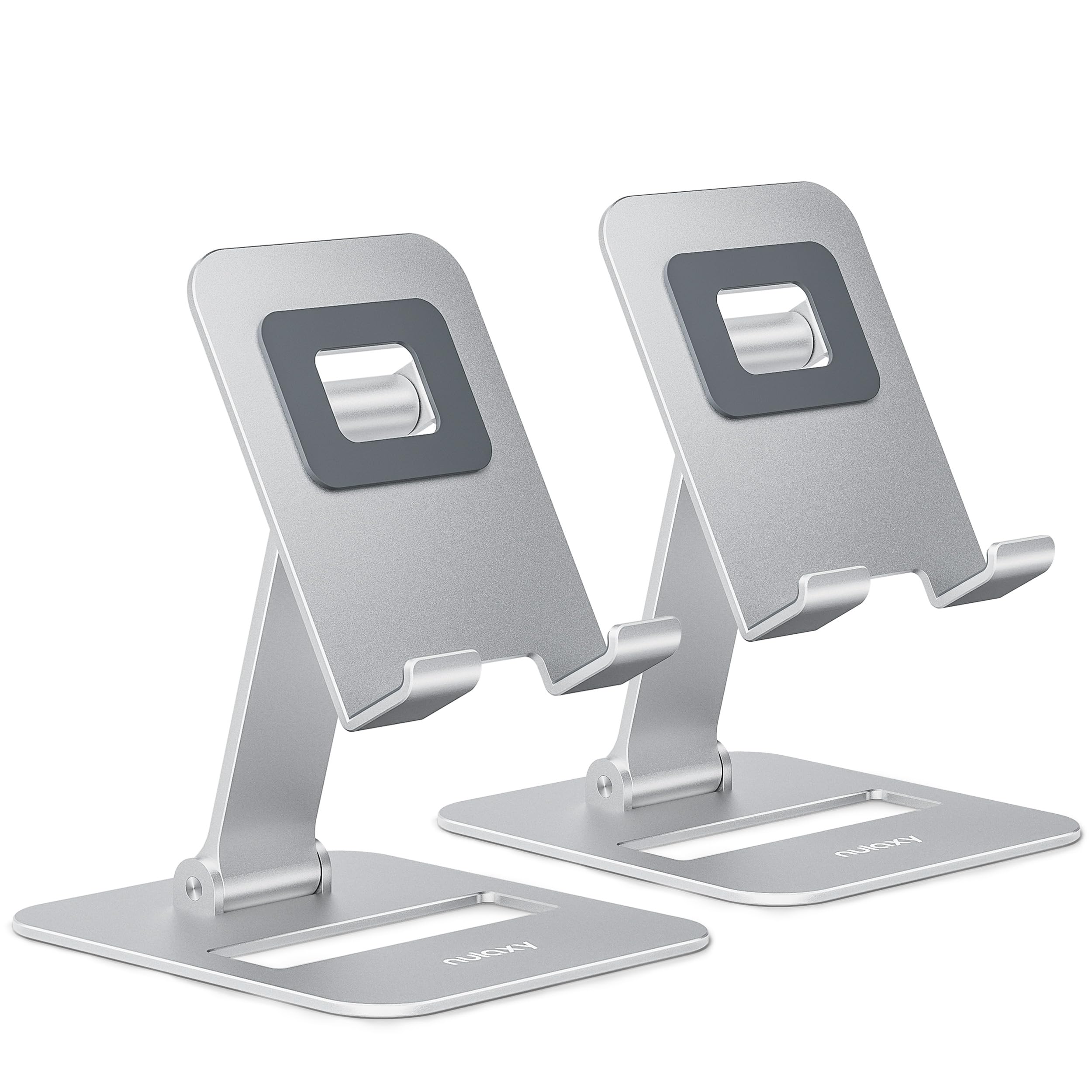 Nulaxy 2 Pack Aluminum Dual Folding Cell Phone Stand for Desk Bla - Nulaxy Official Product View 8