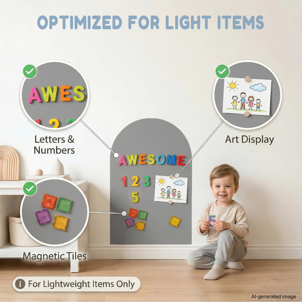 Small Magnetic Wall Decal Focused Montessori Play Starts - Qiytecno Official Imagery - 6