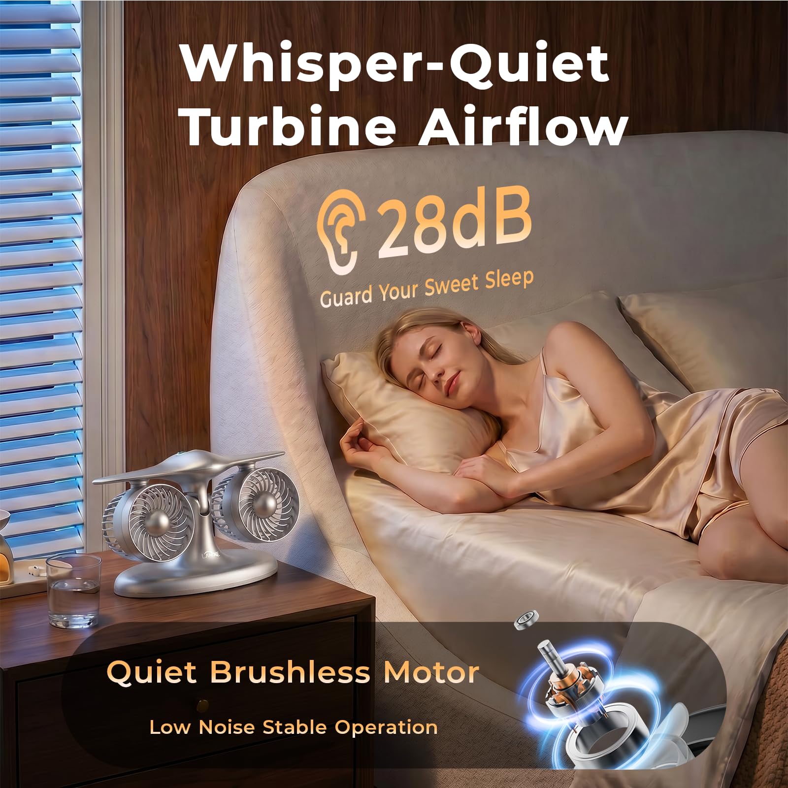 LAMJIE Jet Engine Desk Fan for Office, Rechargeable Table Fan Gif - LAMJIE Official Product View 7