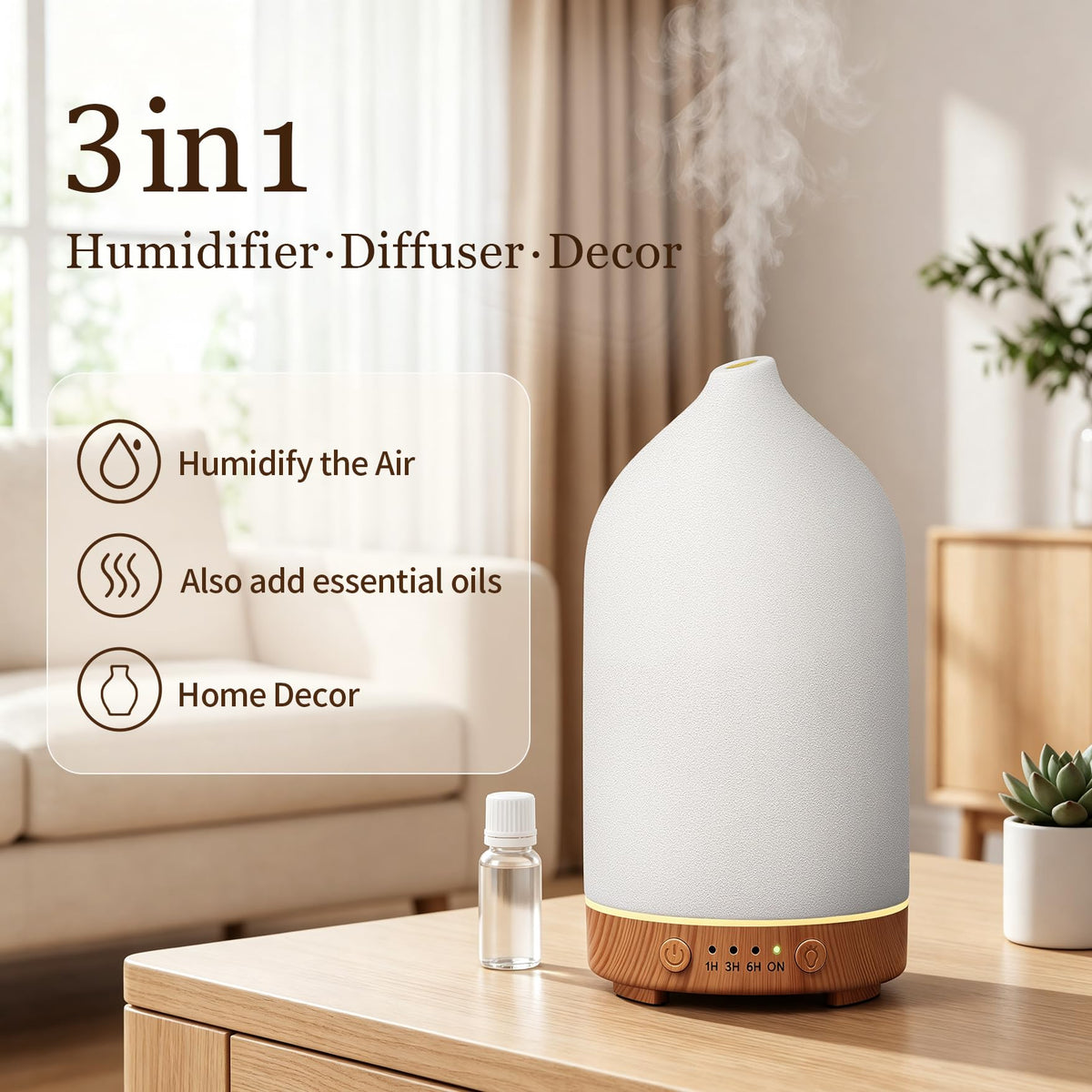 200ML Ceramic Essential Oil Diffuser for Home Stone Diffuser - Gooamp Official Imagery - 6