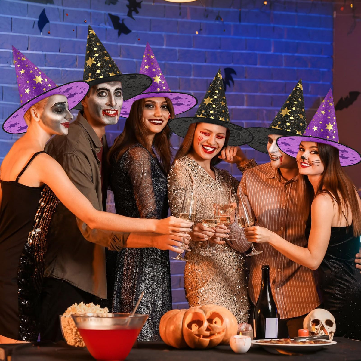 Newcotte 16 Pcs Witch Hat Halloween Costumes for Women Men - Newcotte Official Imagery - 7