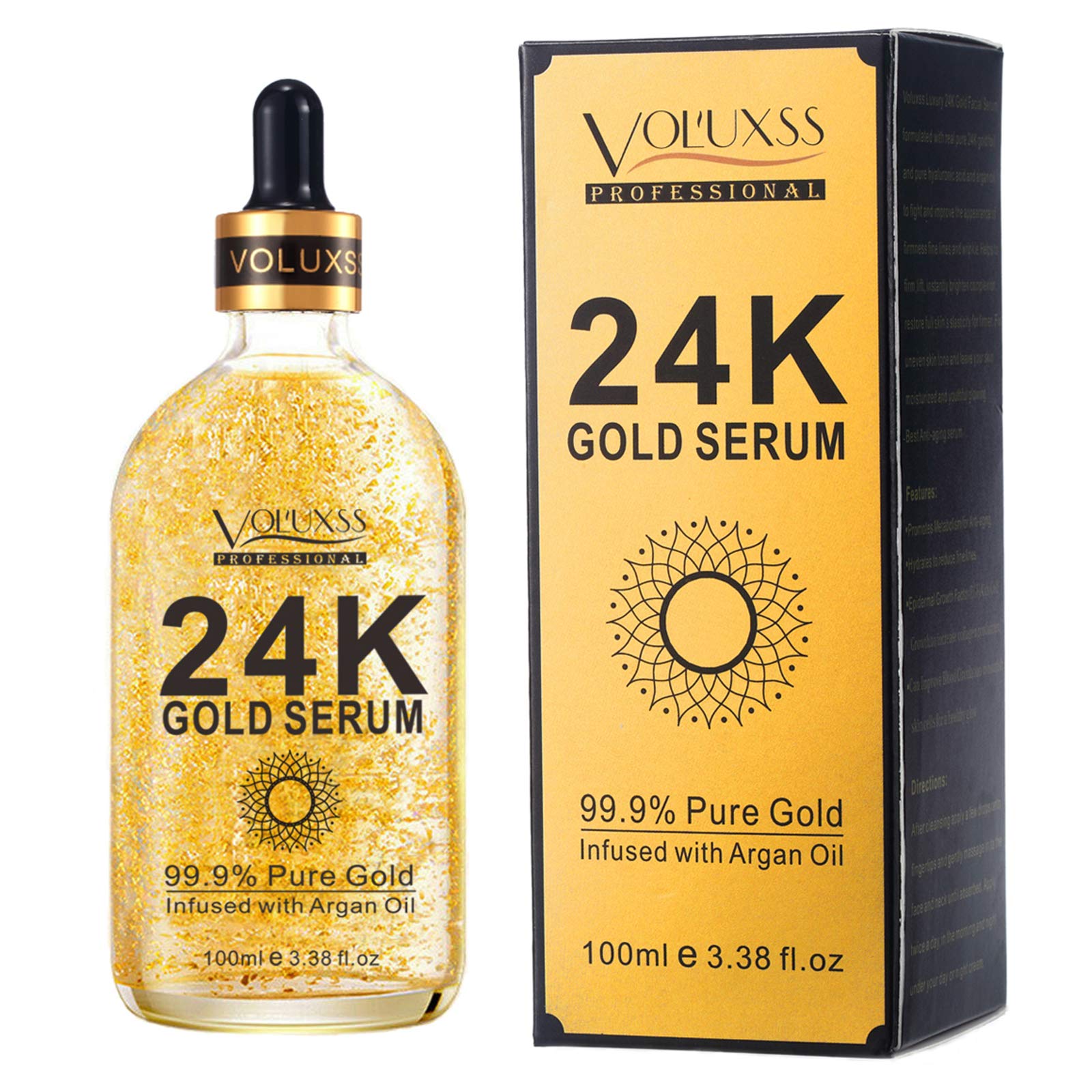 24K Gold Serum for Face,Skin Brightening Anti Aging Face Serum - Product Imagery