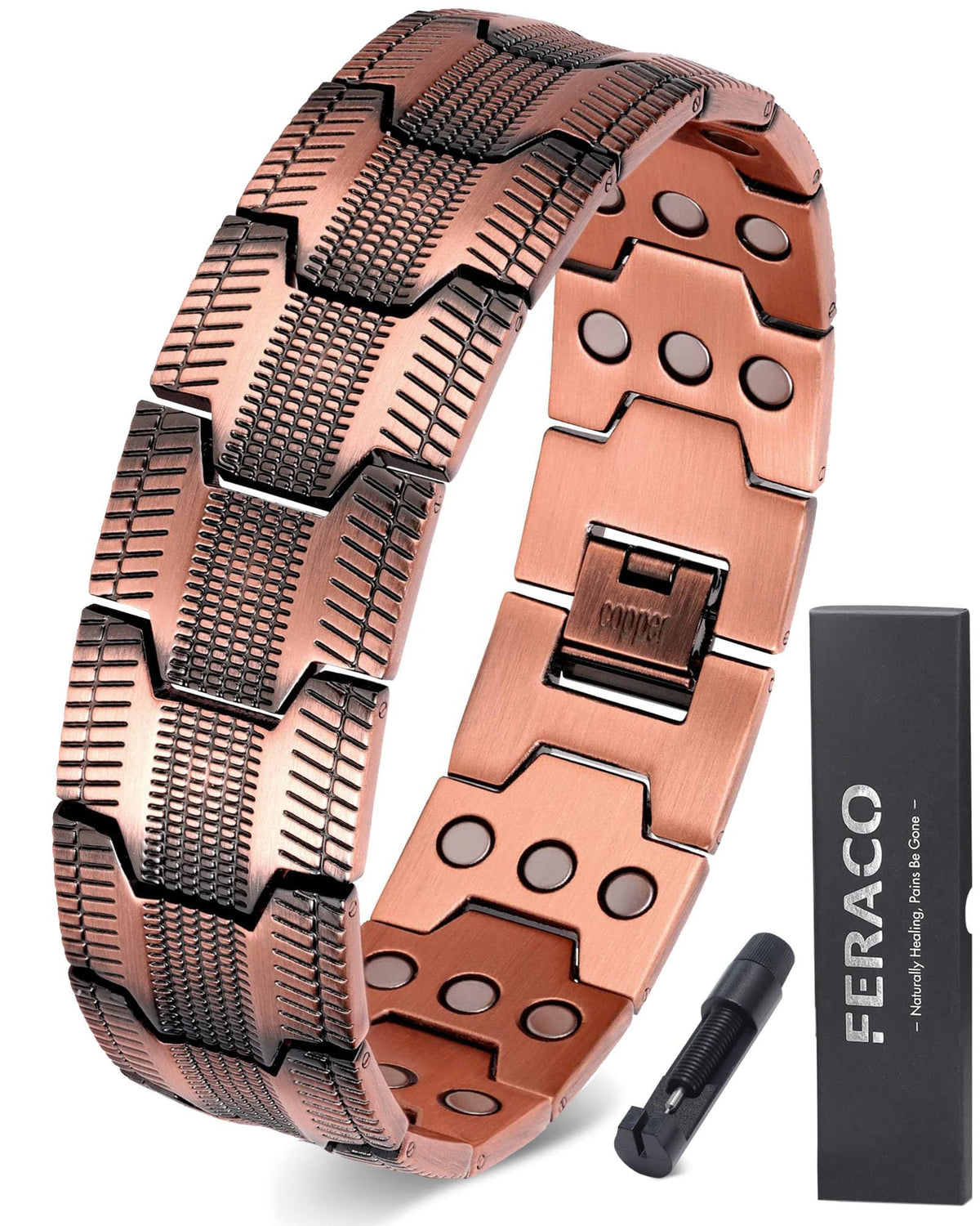 Feraco Copper Magnetic Bracelets for Men Pure Copper Jewelry - Feraco Official Imagery - 2