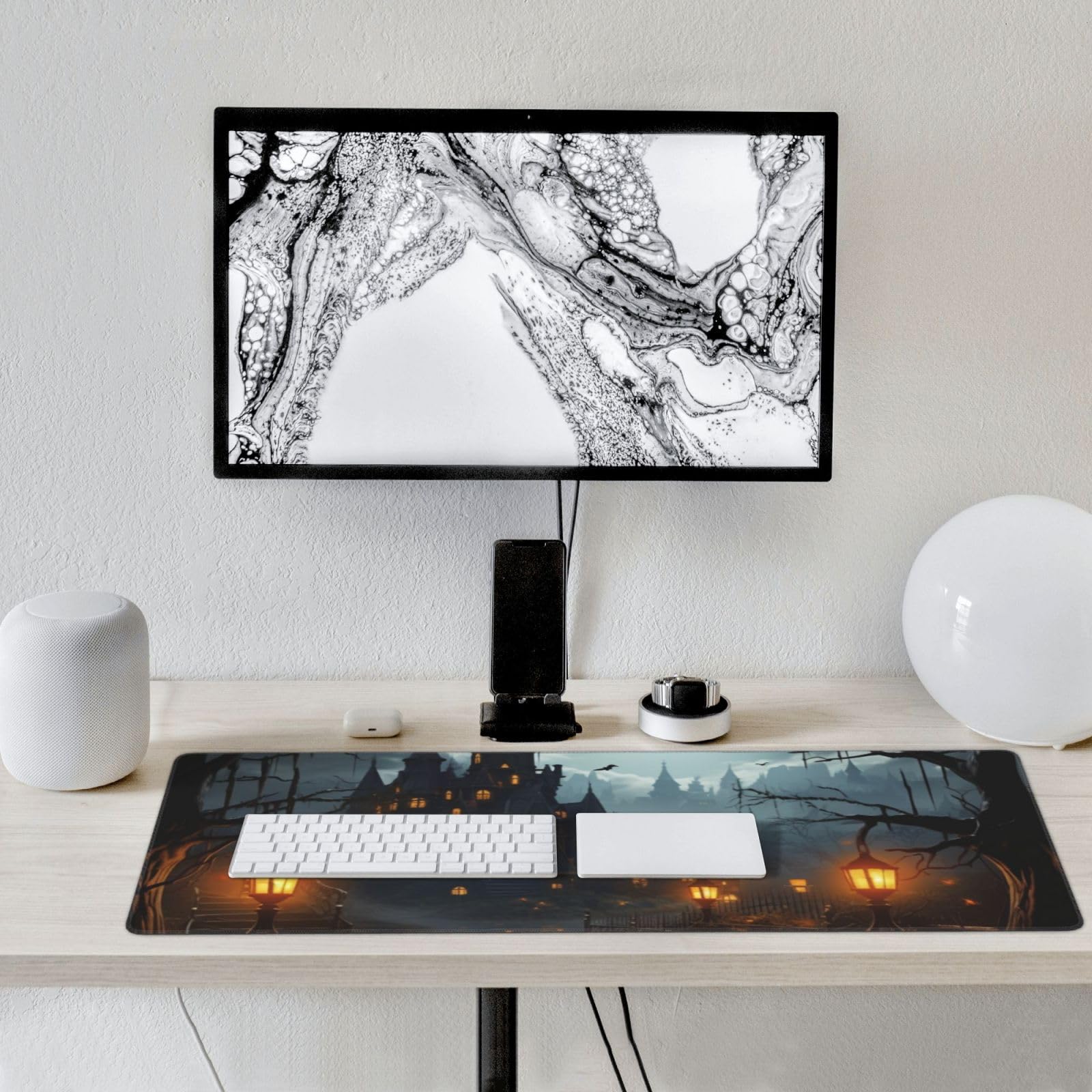 Large DDTKLSNV gaming desk pad, extended XXL mouse mat with stitched edges, non-slip surface, ideal for gaming and home office.