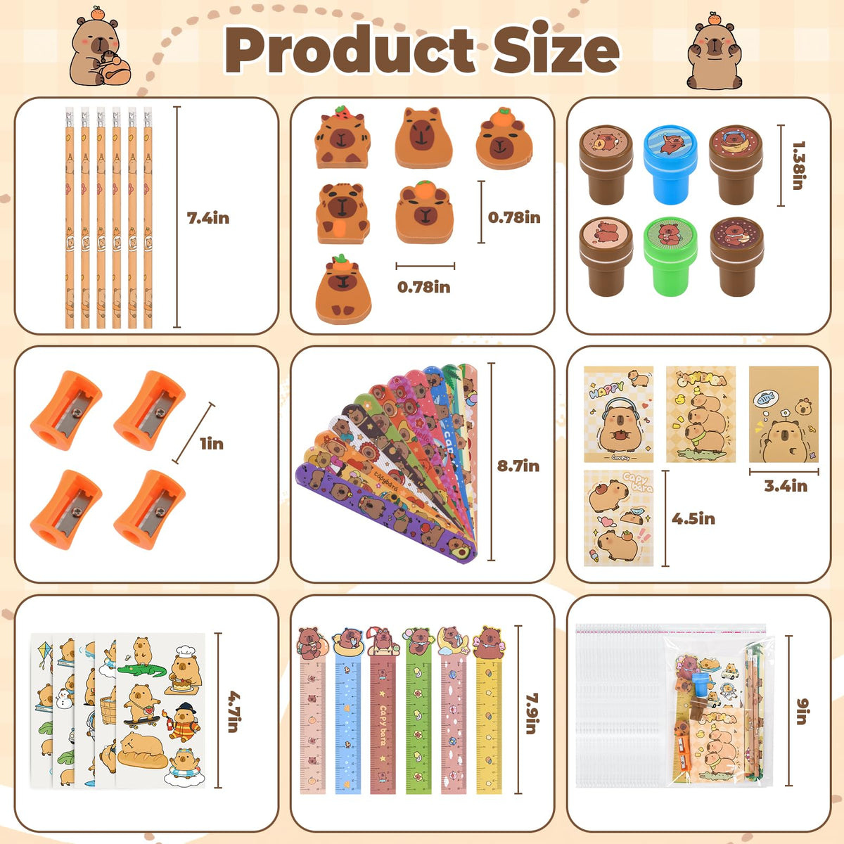 Ulema 216Pcs Cute Capybara Stationery Party Favors Supplies - Ulema Official Imagery - 5