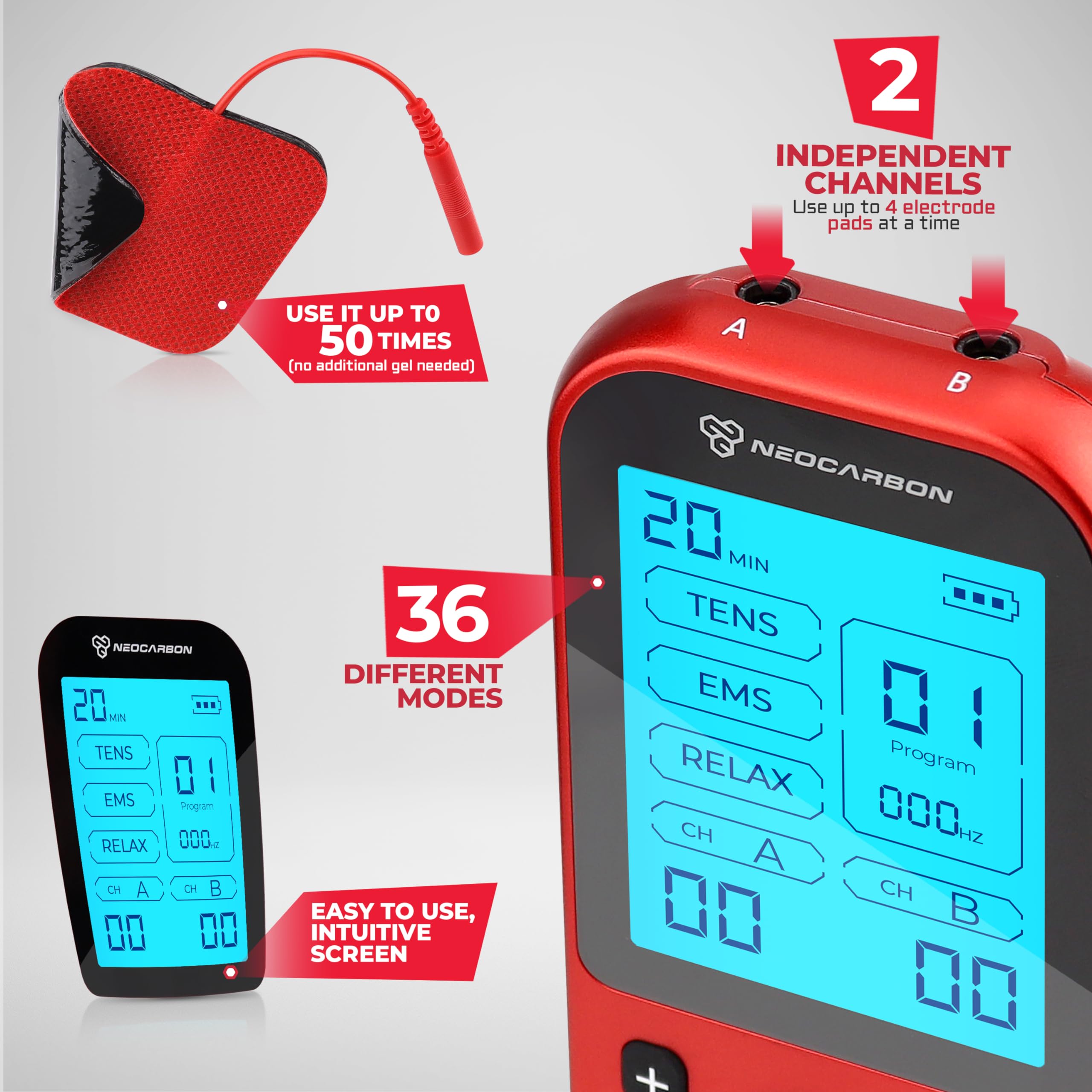Neocarbon TENS Unit Pro – Drug-Free Pain Relief Device