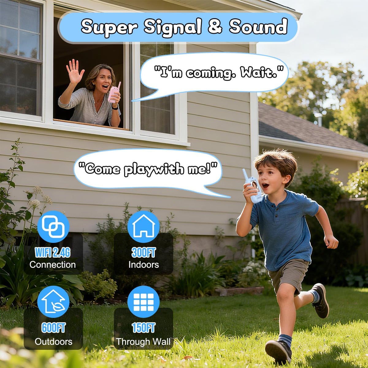 Walkie Talkies for Kids Pack of 2 Rechargeable Long Range - Hangrui Official Imagery - 4