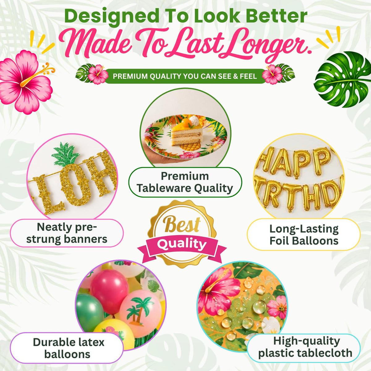 Premium Luau Birthday Party Decorations Set for 25 guests - RainMeadow Official Imagery - 6