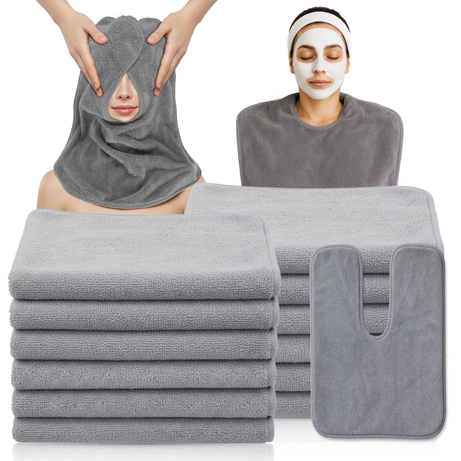 JJUNW 12 PCS U-Shaped Facial Towels, Split Design Estheticians - Product Imagery