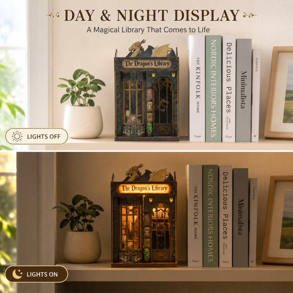 Dragon Library Book Nook Kit DIY Dollhouse Booknook - ISSEVE Official Imagery - 7