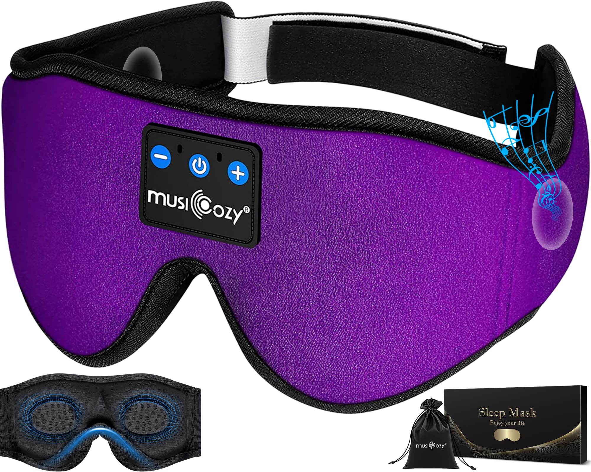 MUSICOZY 3D Sleep Headphones Bluetooth 5.4 Sleep Mask with HD Spe by MUSICOZY - Angle View 1