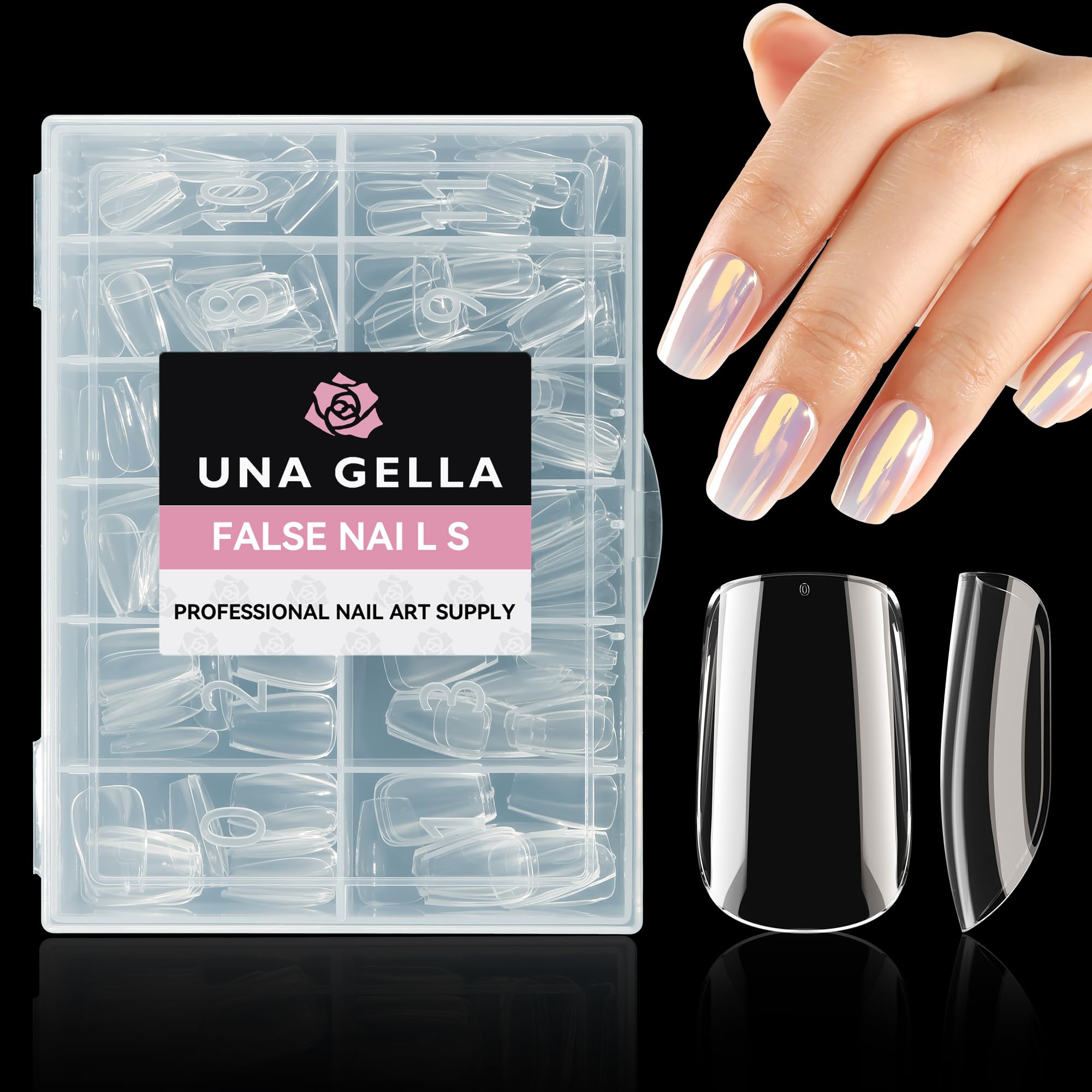 UNA GELLA 504pcs Short Square Gel Nail Tips – 12 Sizes