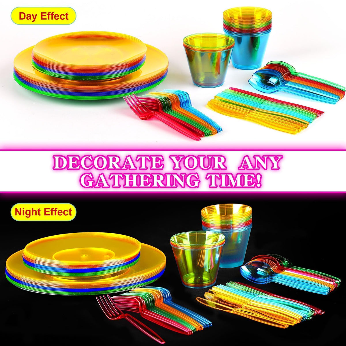 Kochorie 16 Set Neon Party Supplies Glow Party Disposable - Kochorie Official Imagery - 5