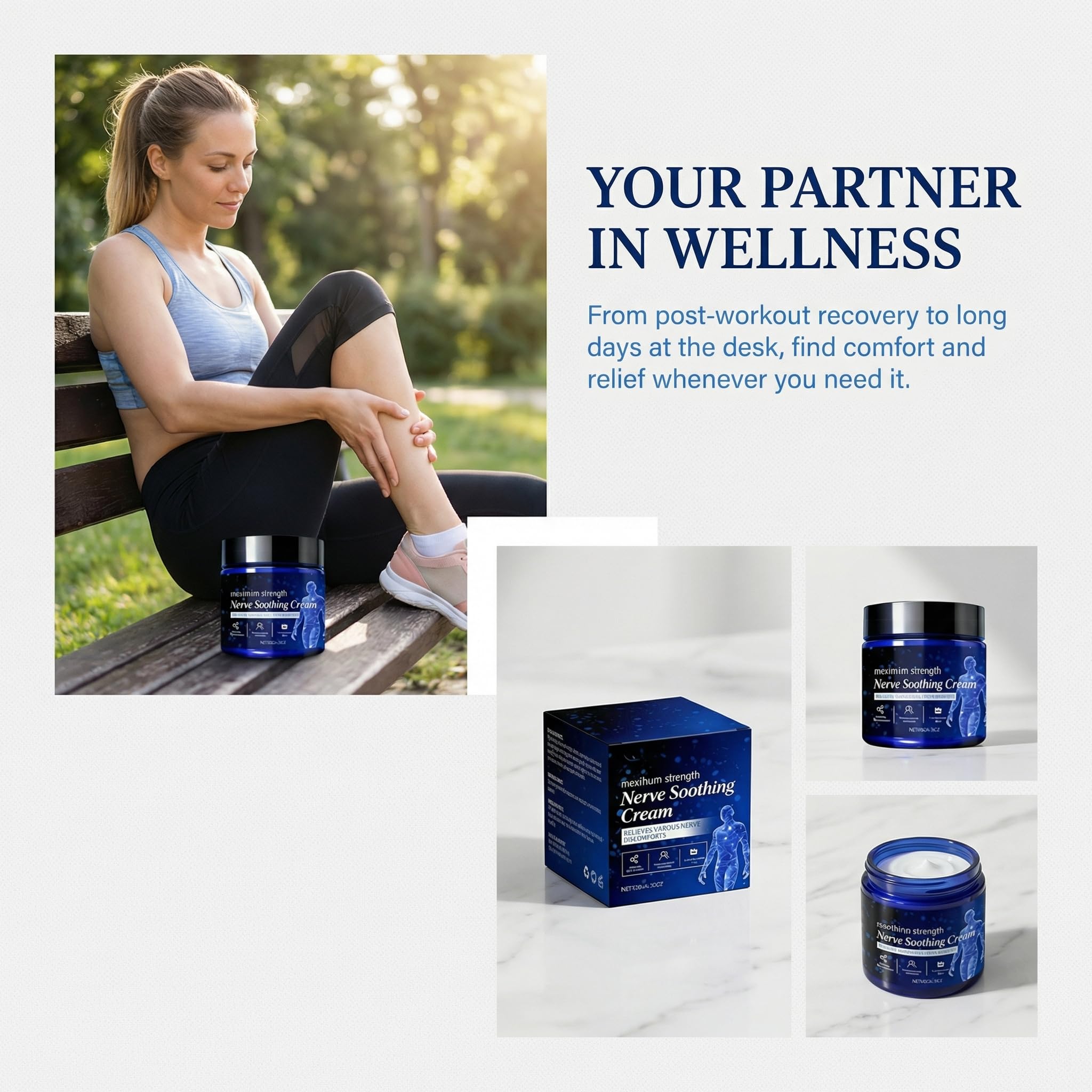 Clennaner Nerve Soothing Calming Body Cream in 120g jar, moisturizing skin with a calming formula for daily nerve care.