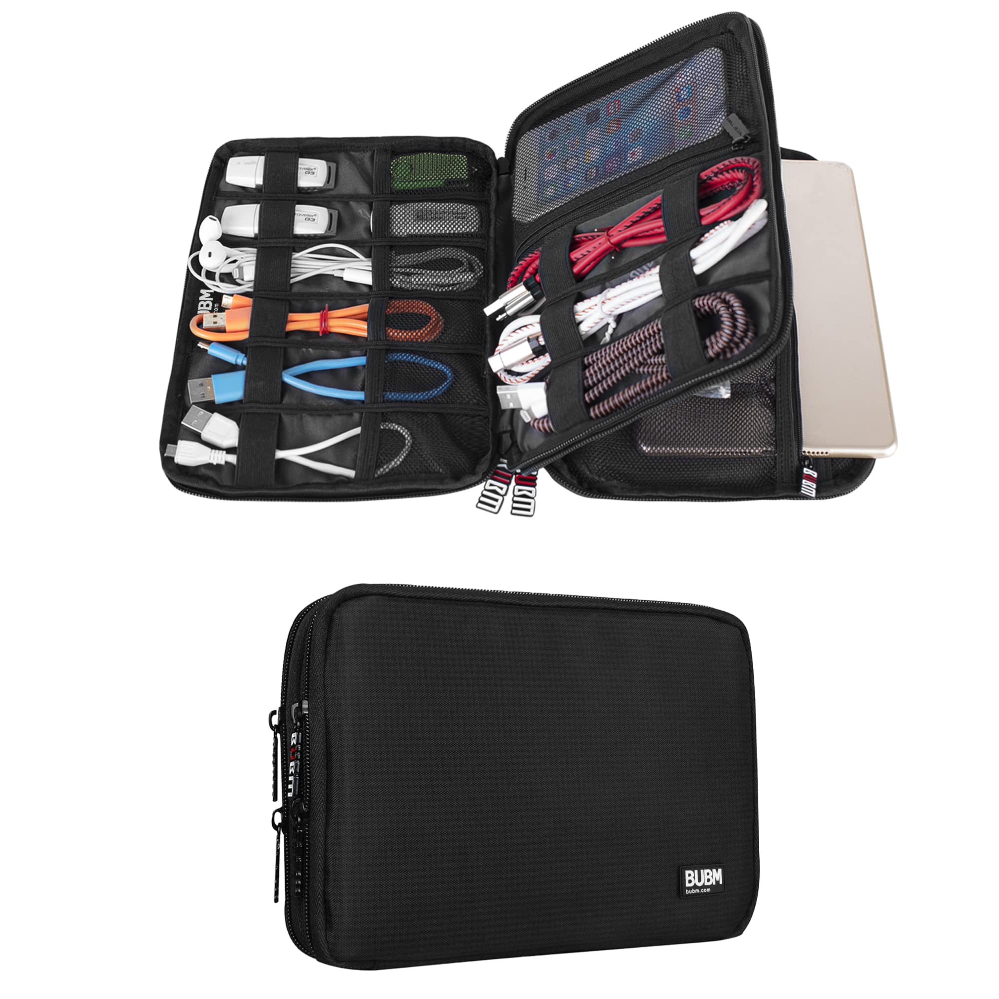 BUBM Double Layer Electronic Accessories Organizer, Travel Gadget Bag for Cables - BUBM Official Product View 1
