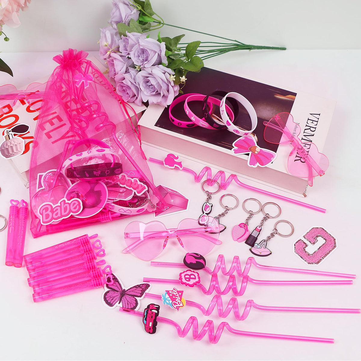 122pcs Pink Party Favors for Girls Pink Girls Birthday Party - TKNOUS Official Imagery - 5