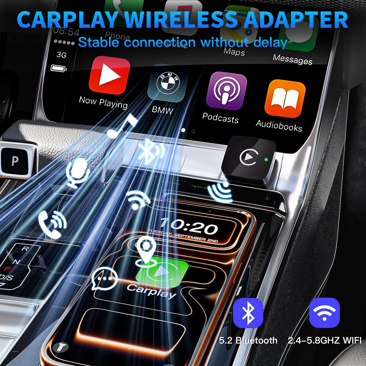 2 in 1 Wireless CarPlay and Android Auto Adapter for iPhone - WeekBack Official Imagery - 3