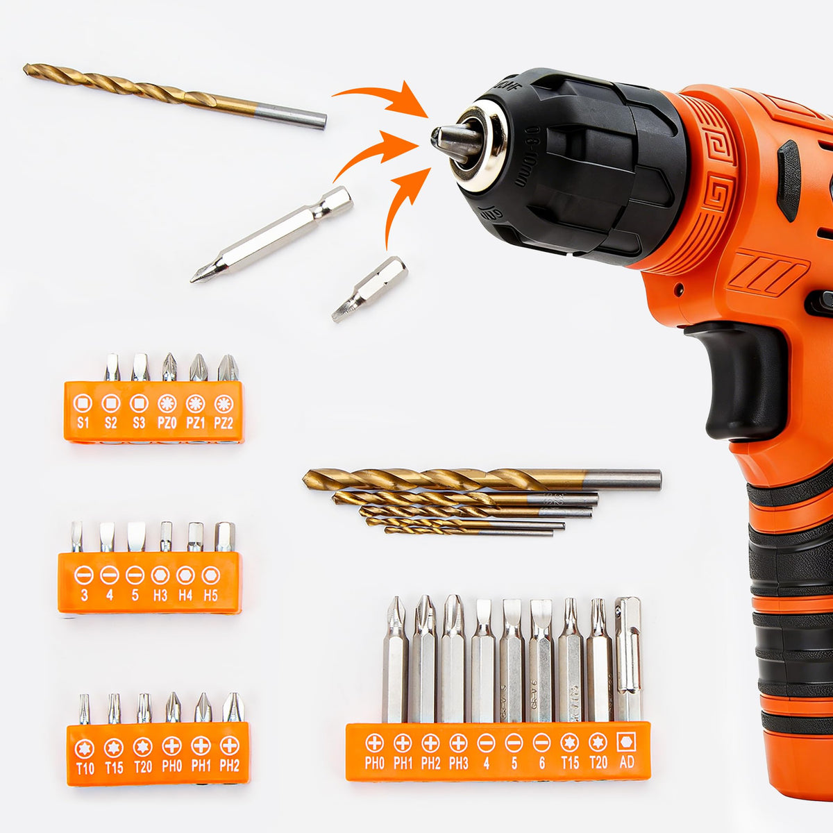 CARTMAN 150PCS 8V Cordless Drill Hand Tool Set Orange - CARTMAN Official Imagery - 6