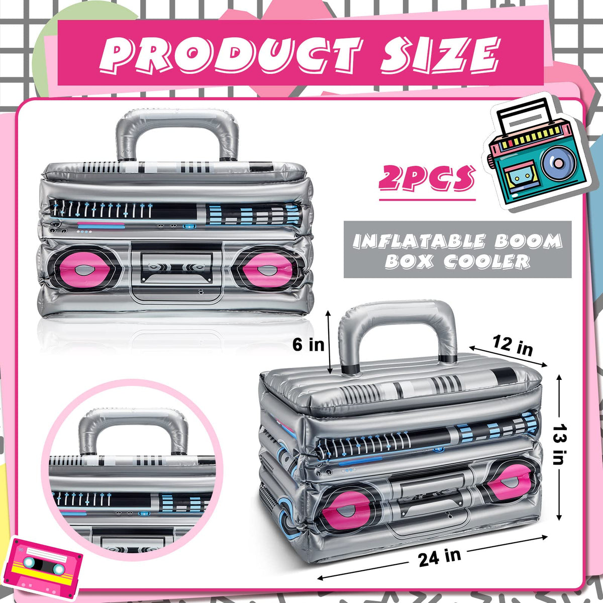Cunhill 2 Piece Inflatable Boom Box Beverage Cooler 80s 90s - Cunhill Official Imagery - 4