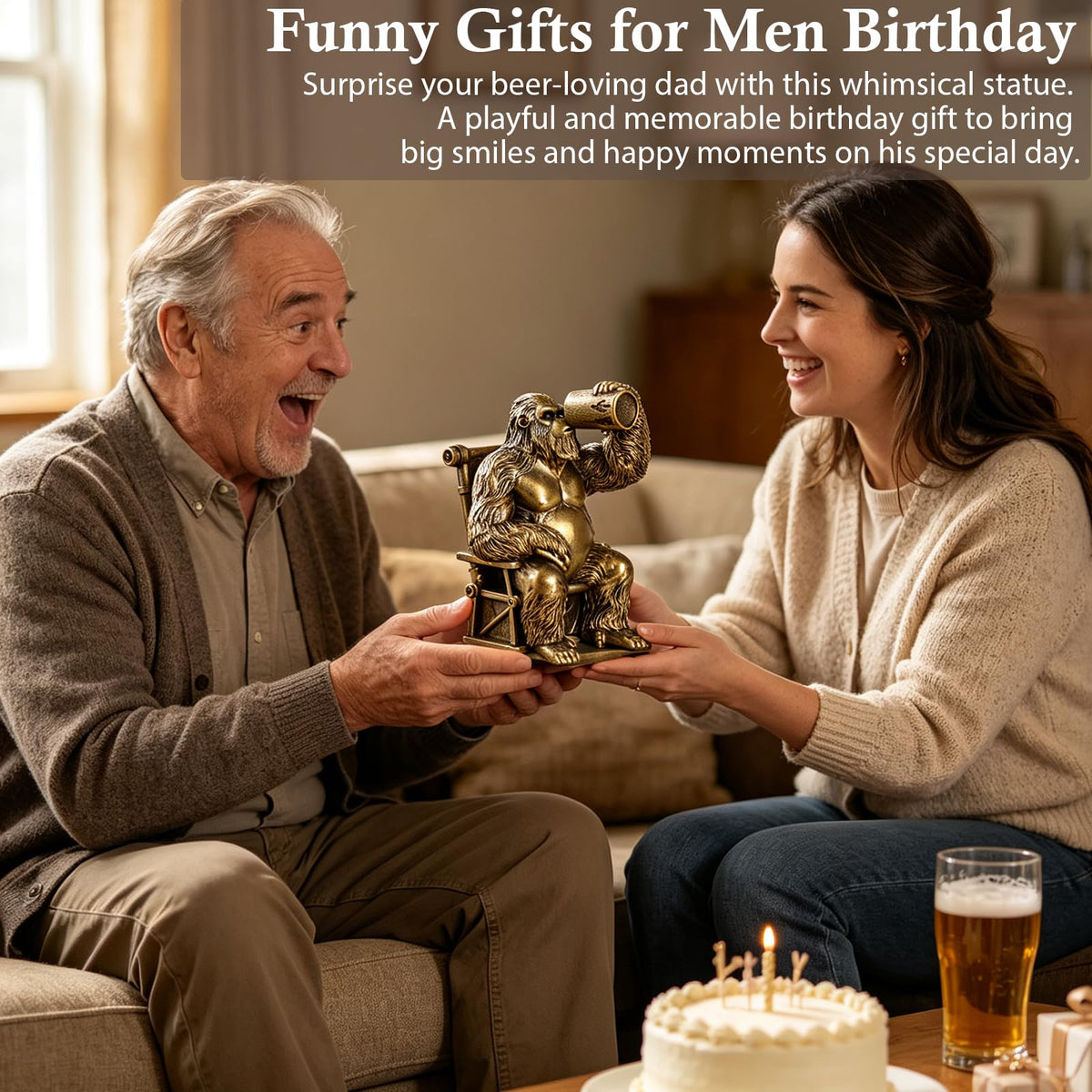 Bigfoot Statue Lazy Sasquatch Drinking Beer Whimsical Home - JJALIGHTS Official Imagery - 6