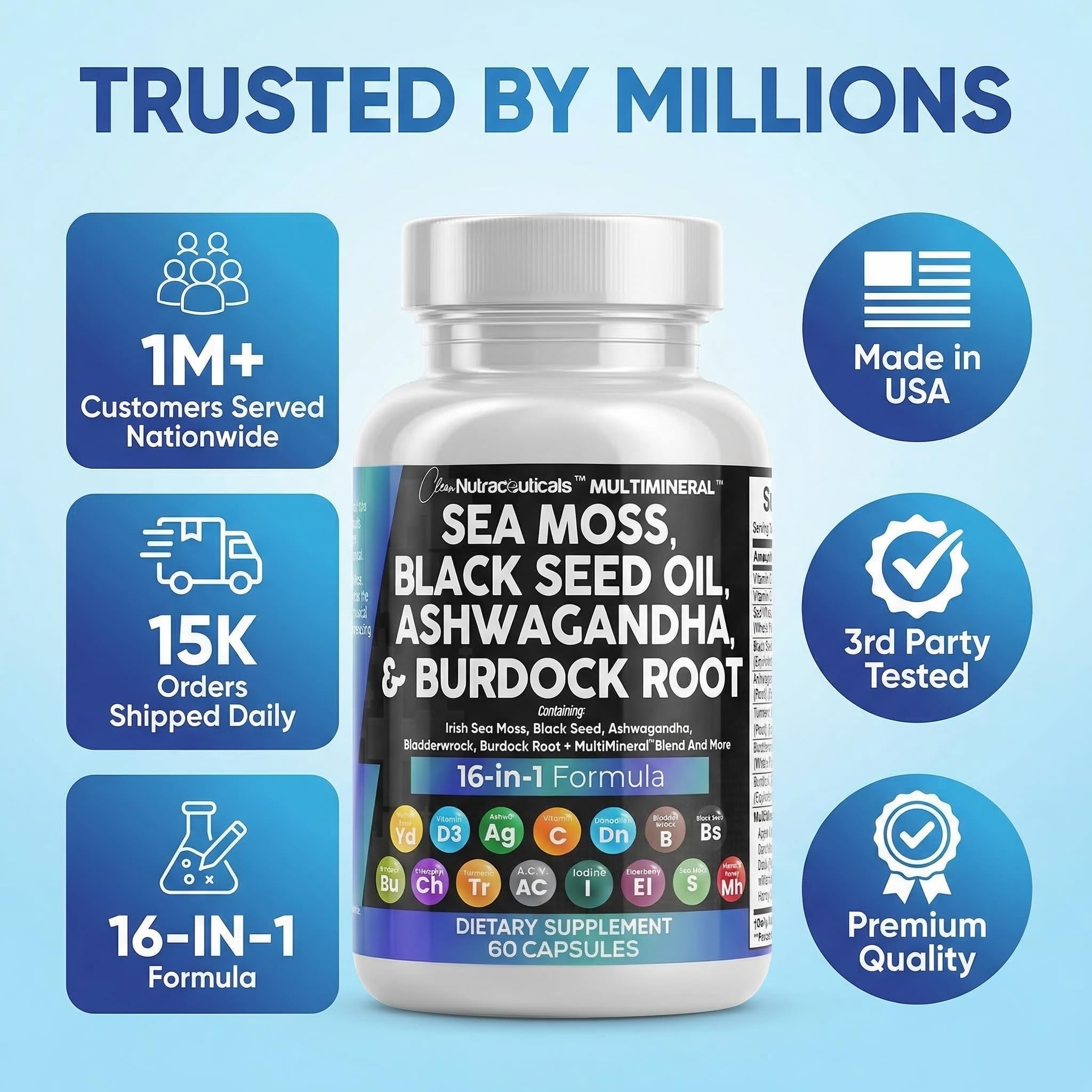 Clean Nutraceuticals Sea Moss Black Seed Oil Ashwagandha Turmeric Blad - View 8
