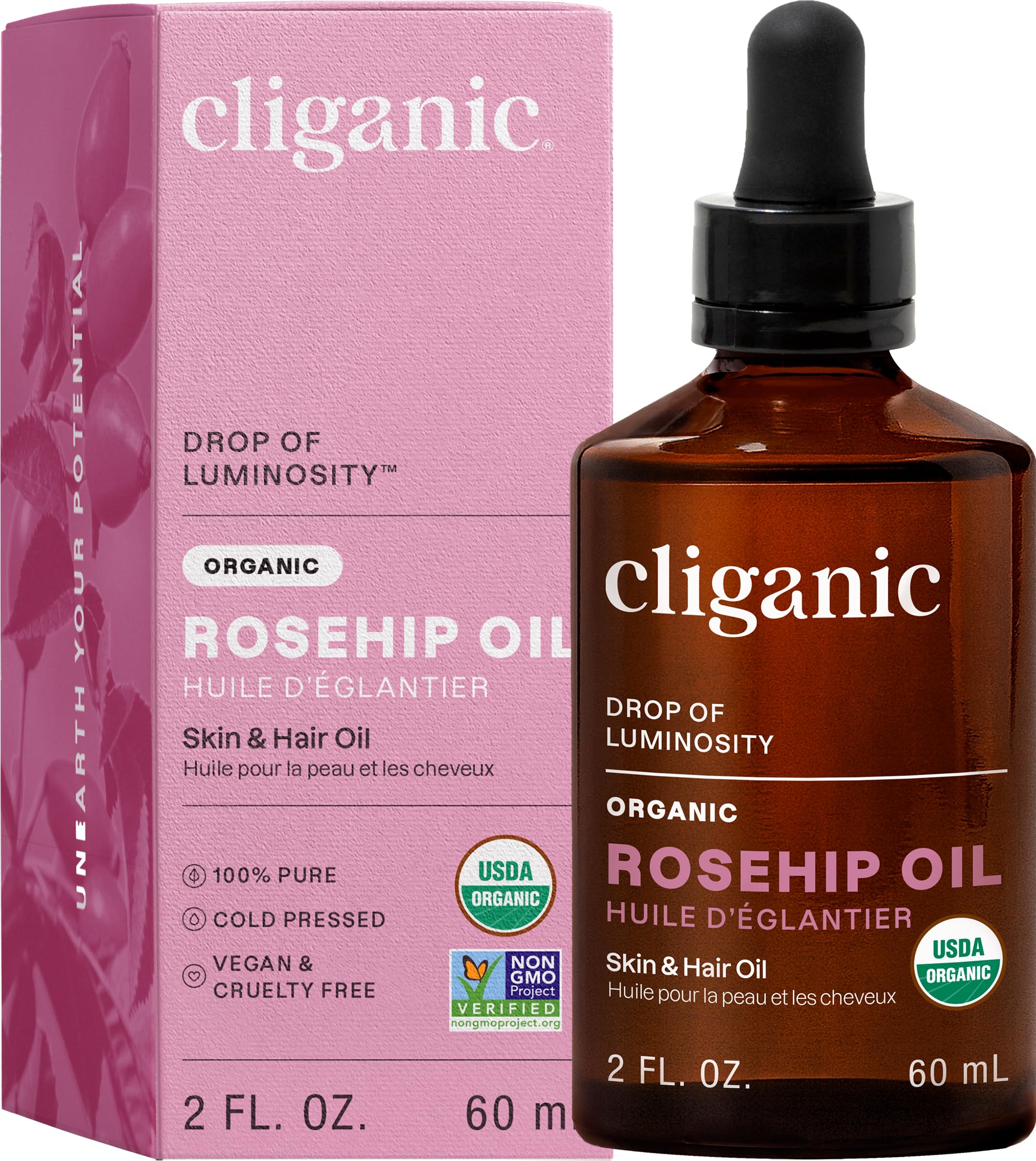 Cliganic Organic Rosehip Seed Oil for Face, 100% Natural Cold Pressed - Cliganic Official Product View 10