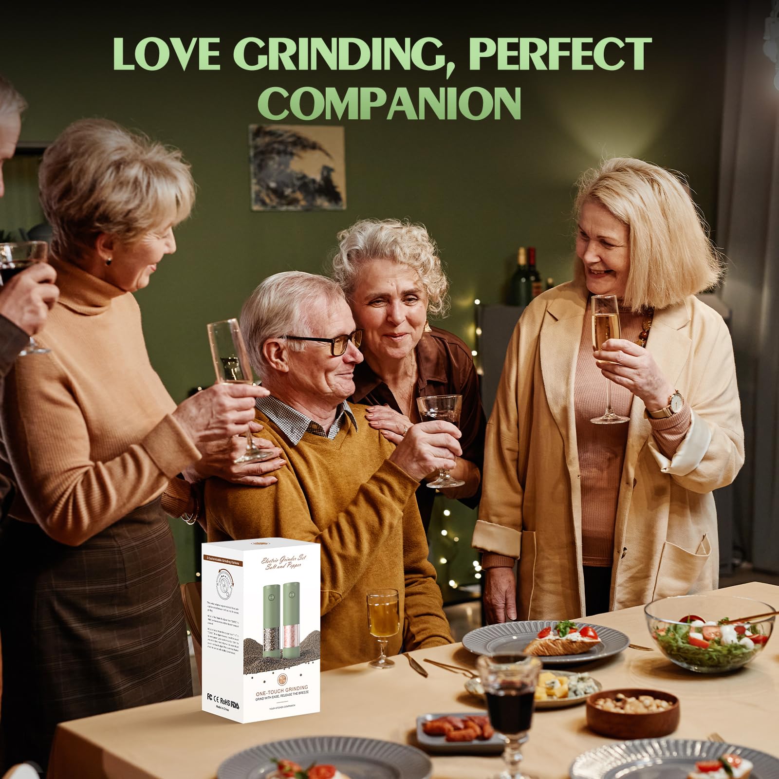 ioion Salt and Pepper Grinder Set Mom Gifts, Electric Automatic G - ioion Official Product View 6