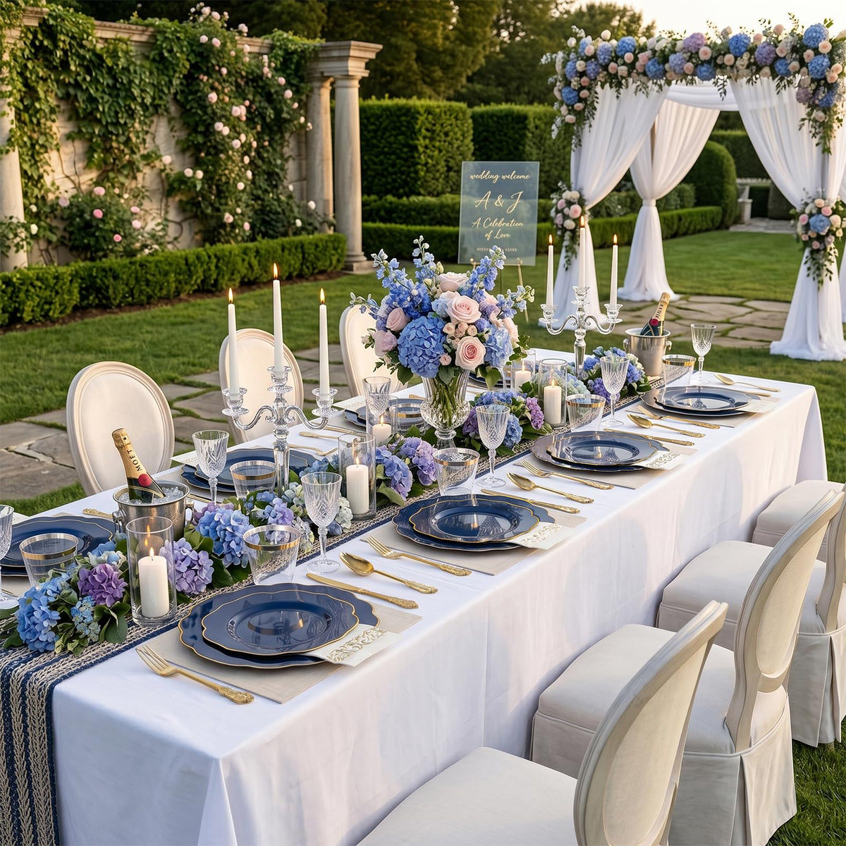 NOCCUR 175PCS Blue Plastic Plates with Disposable Silverware - NOCCUR Official Imagery - 5