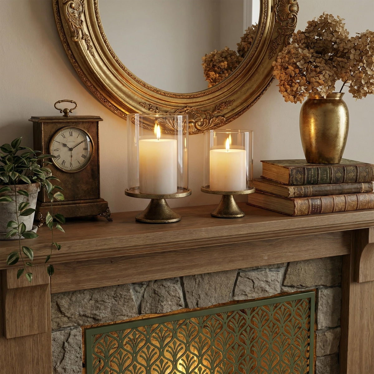 Set of 2 Hurricane Candle Holder Set with Glass Dome Iron - SUJUN Official Imagery - 8