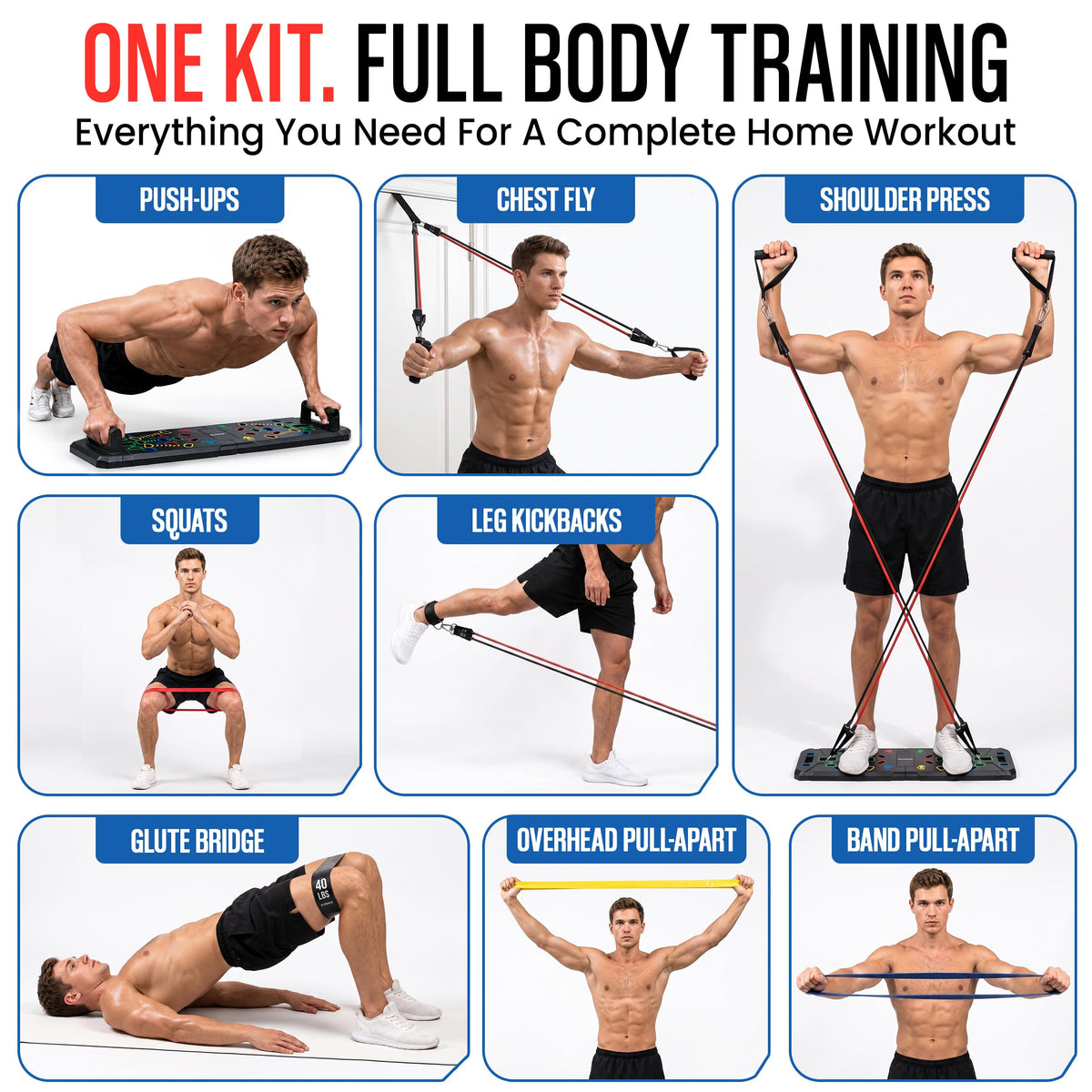 Portable Push Up Board Gym Kit 25 in 1 Foldable Push Up - ELIKNAZ Official Imagery - 3