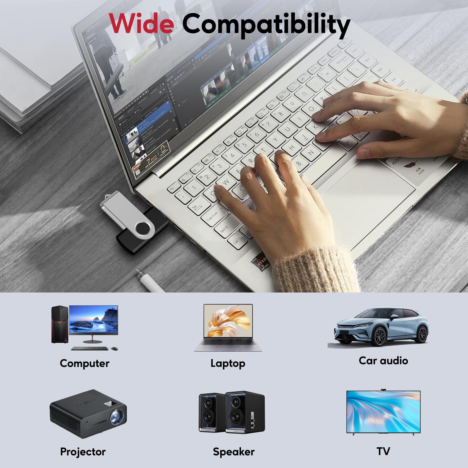 8GB USB Flash Drive 100 Pack, AreTop Premium USB2.0 Thumb Drives - AreTop Official Product View 5