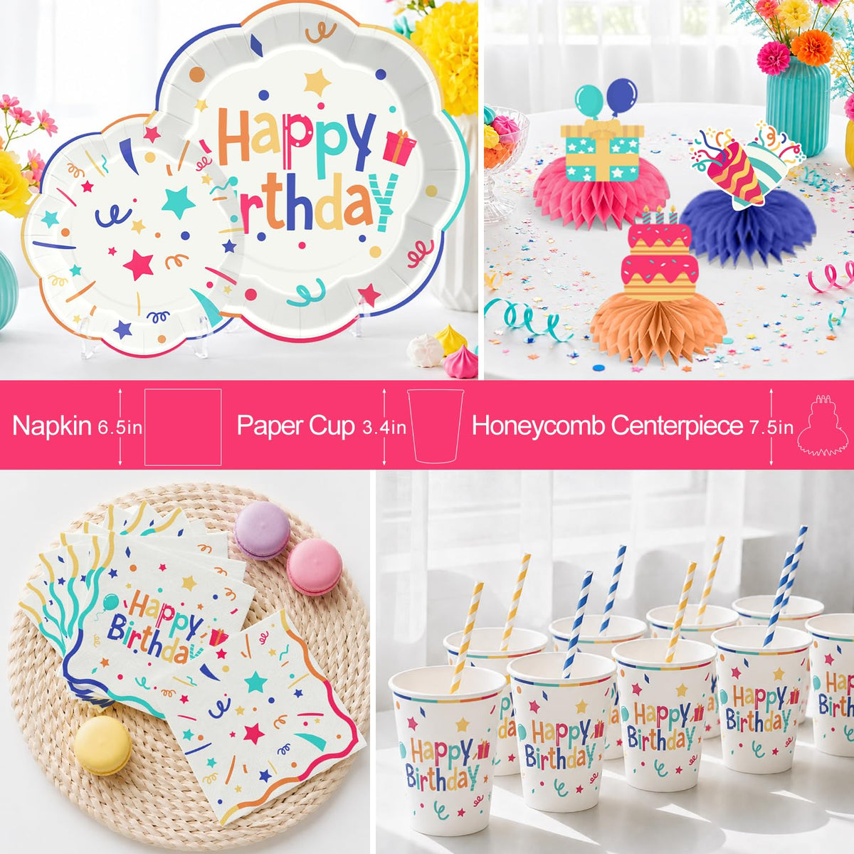 Xynic 197pcs Colorful Birthday Decorations Serves 25 - Xynic Official Imagery - 6
